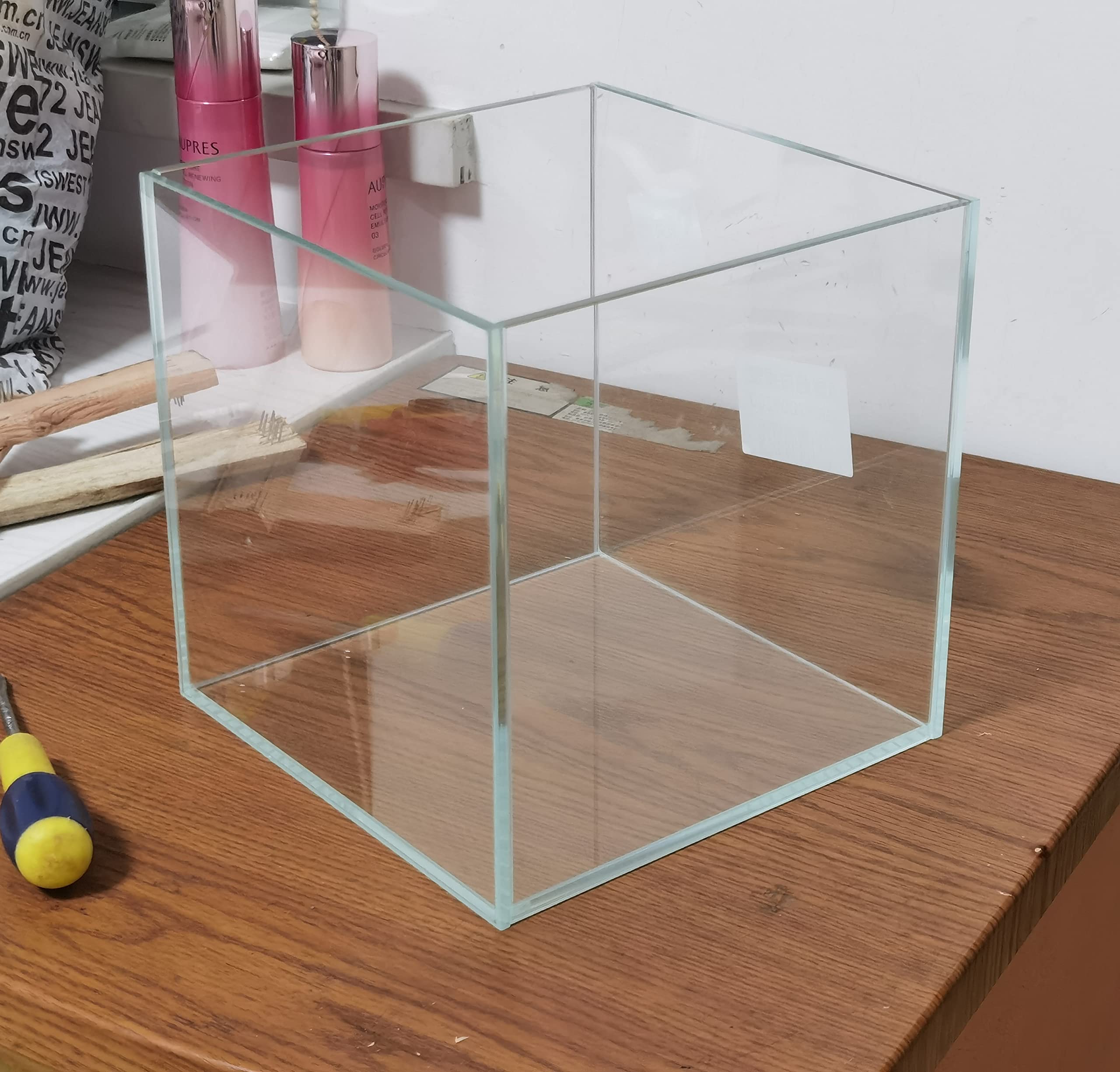 AWXZOM Small Nano Tall Rimless Tank, Glass Fish Tank, Betta Tank (2 Gallon 7.8x7.8x7.8inch/20x20x20cm)