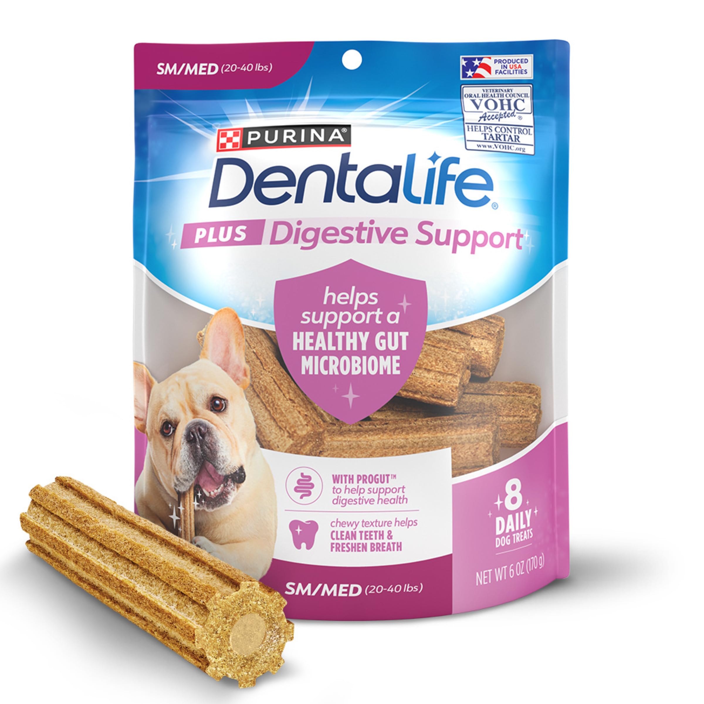 Dentalife Plus Digestive Support Dog Treats for Small and Medium Dogs 20-40 lbs., Cleans Teeth, Freshens Breath, & Supports Heal