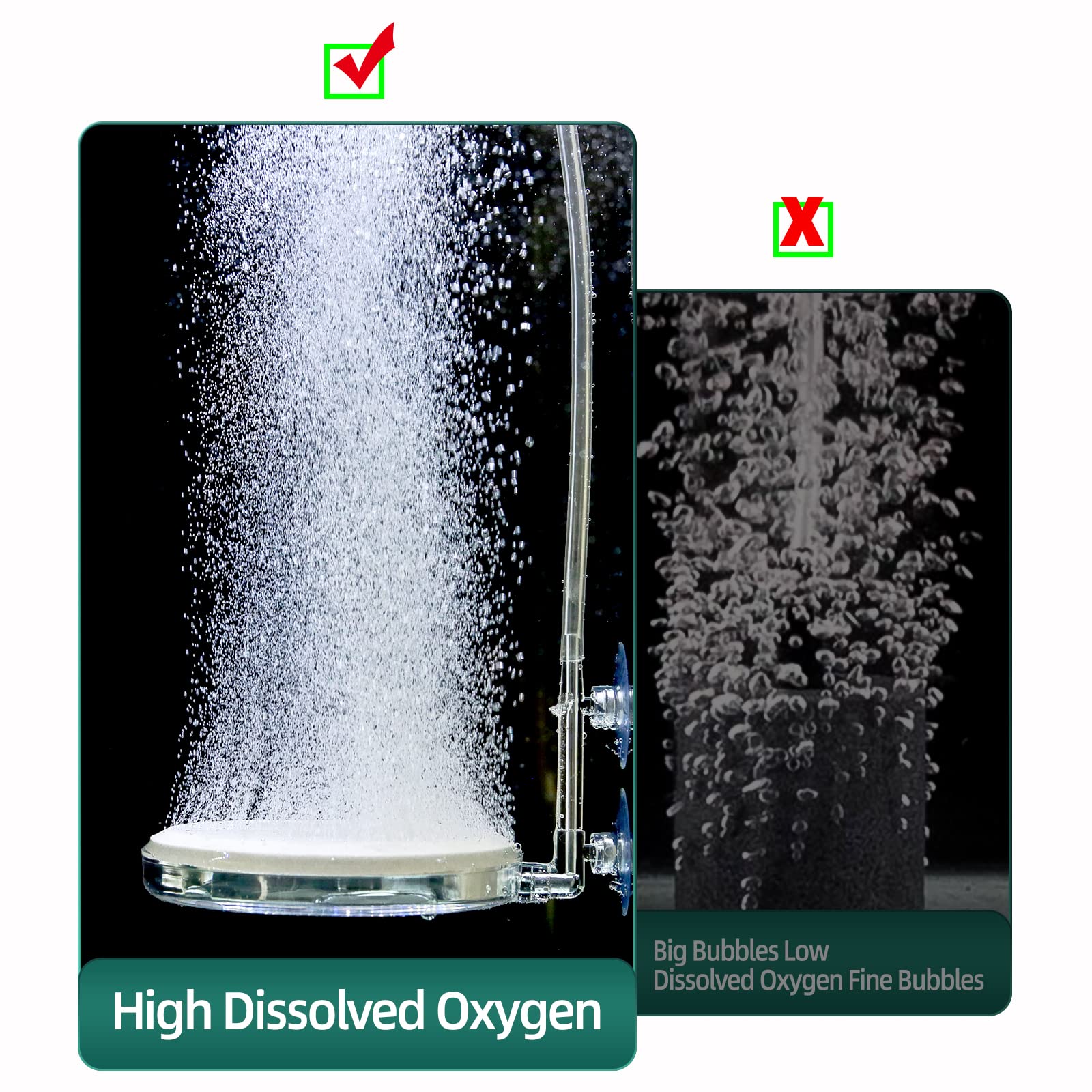 Upettools Aquarium Air Stone Fish Tank Nano Bubble Stone Kit With Control Valve Quiet Super-High Dissolved Oxygen Diffuser Makes Super Tiny Bubbles For Fish Tank And Hydroponic (T100)