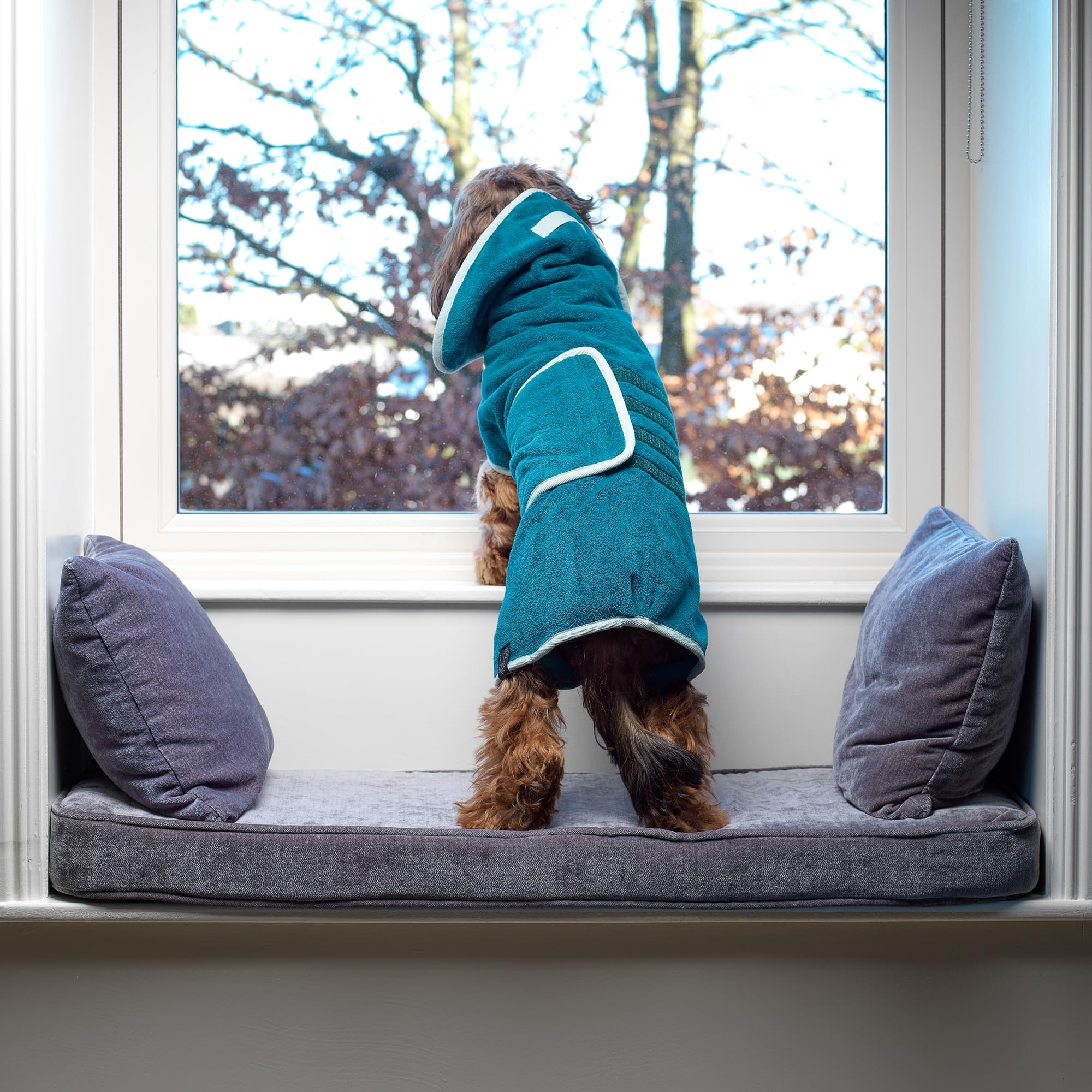 Lucky Pooch Dog Robe - Luxurious Dog Bathrobe - Ultra Absorbent Dries Your Dogs in Minutes! Double-Layer, Super Soft Towel and B