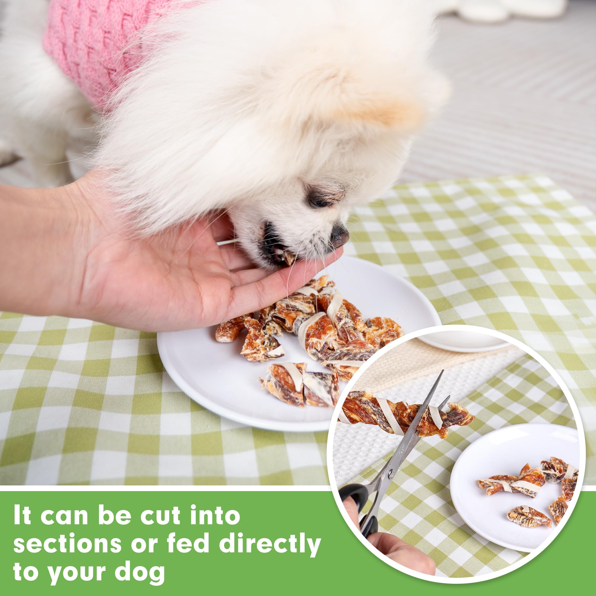 MON2SUN Dog Treats, Triple Flavor Jerky Twist Sticks, 5-7 Inch Chicken Duck and Codfish Sticks Chews for Small Dogs, Healthy Sna