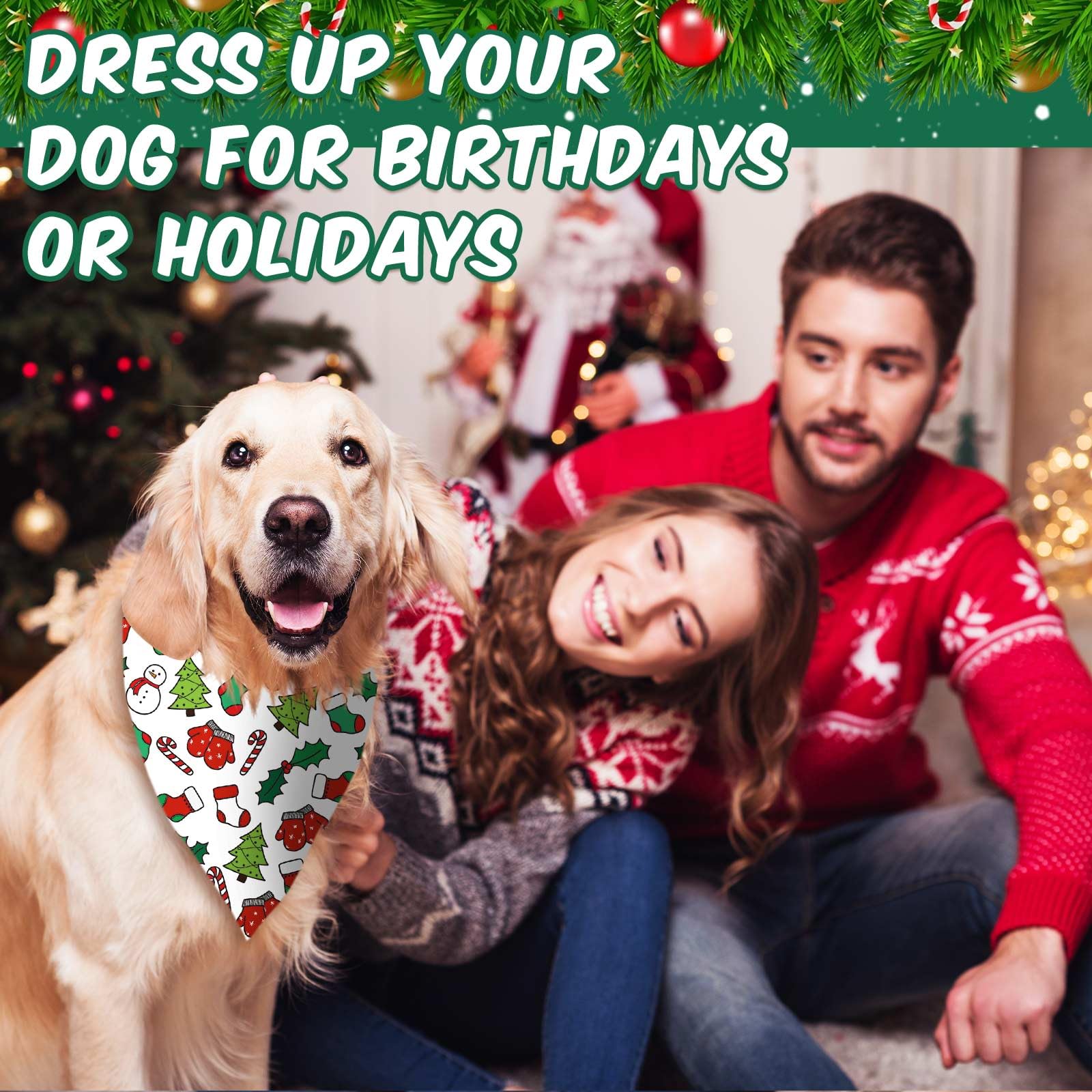 Aliceset 240 Pcs Christmas Dog Bandana Bulks Red Green Xmas Tree Santa Hat Snowflake Patterns Dog Kerchief Set Bibs Triangle Pet