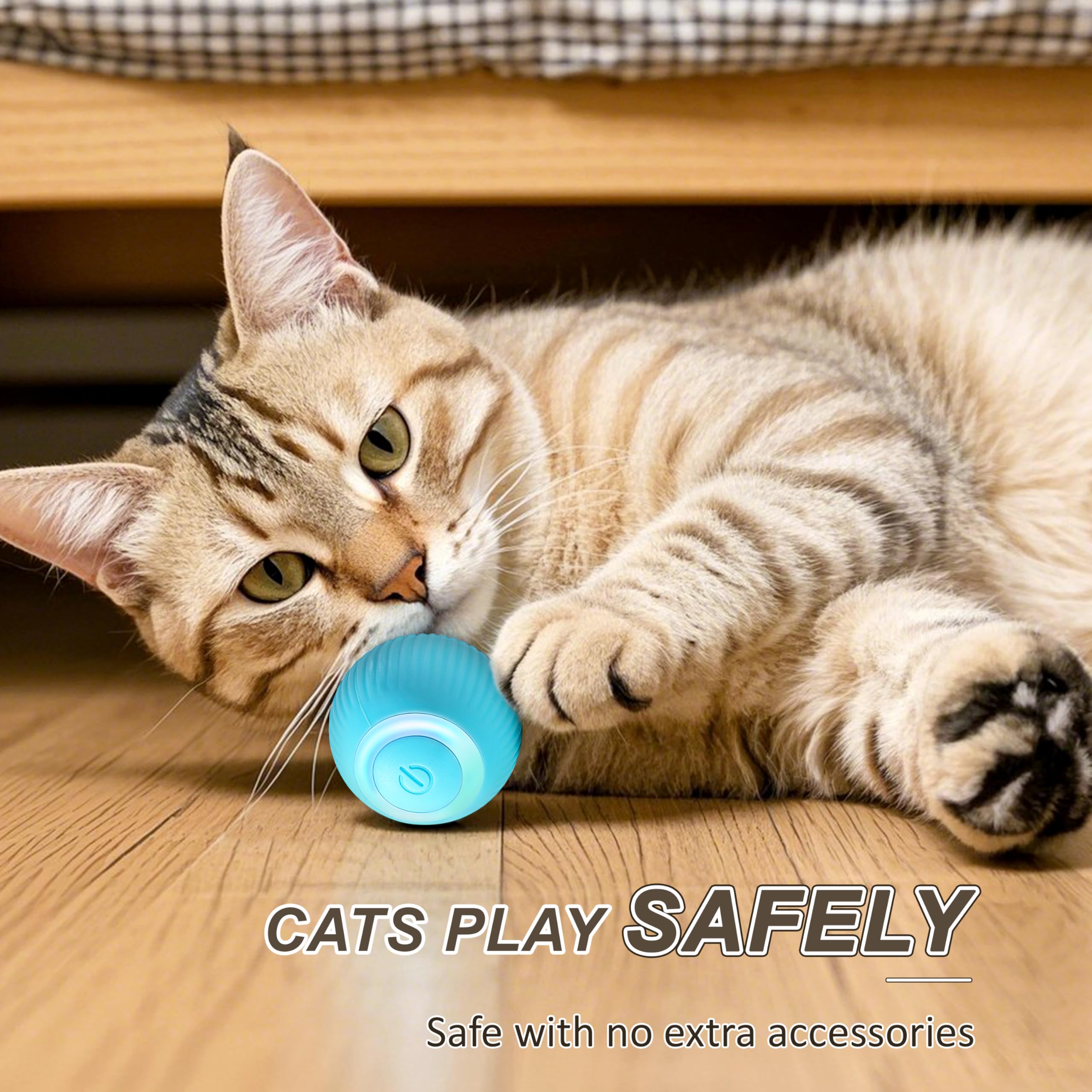 ZALBYUY Interactive Cat Ball Toy, Intelligent Cat Toys with LED Lights, Automatic Moving Rolling Ball for Indoor Cats, Cat Autom