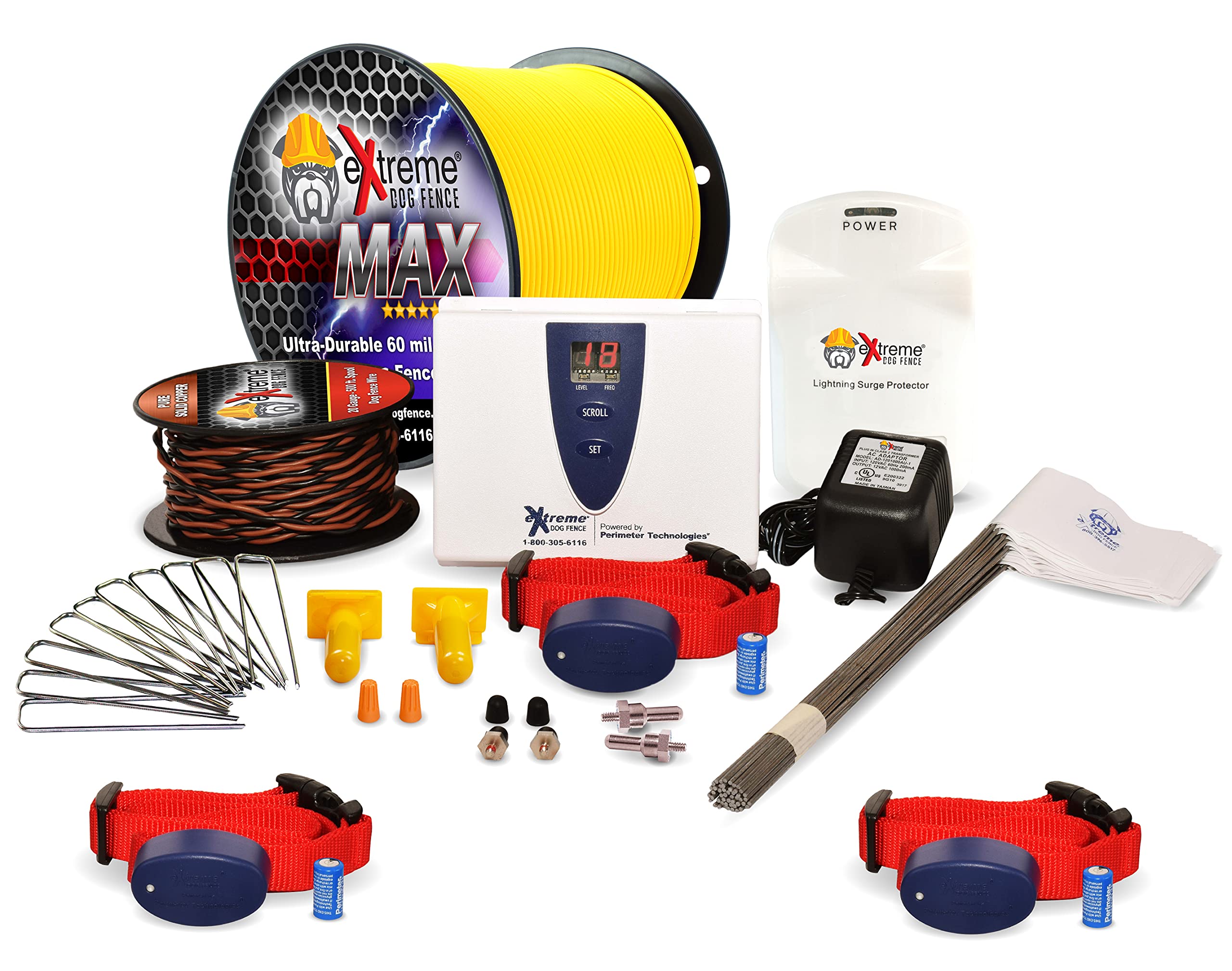 Extreme Dog Fence Max Grade Electric Dog Fence - 3 Dog Kit - 2000 Feet Of Heavy Duty -Plus Maximum Duty Wire For Ultimate Perfor