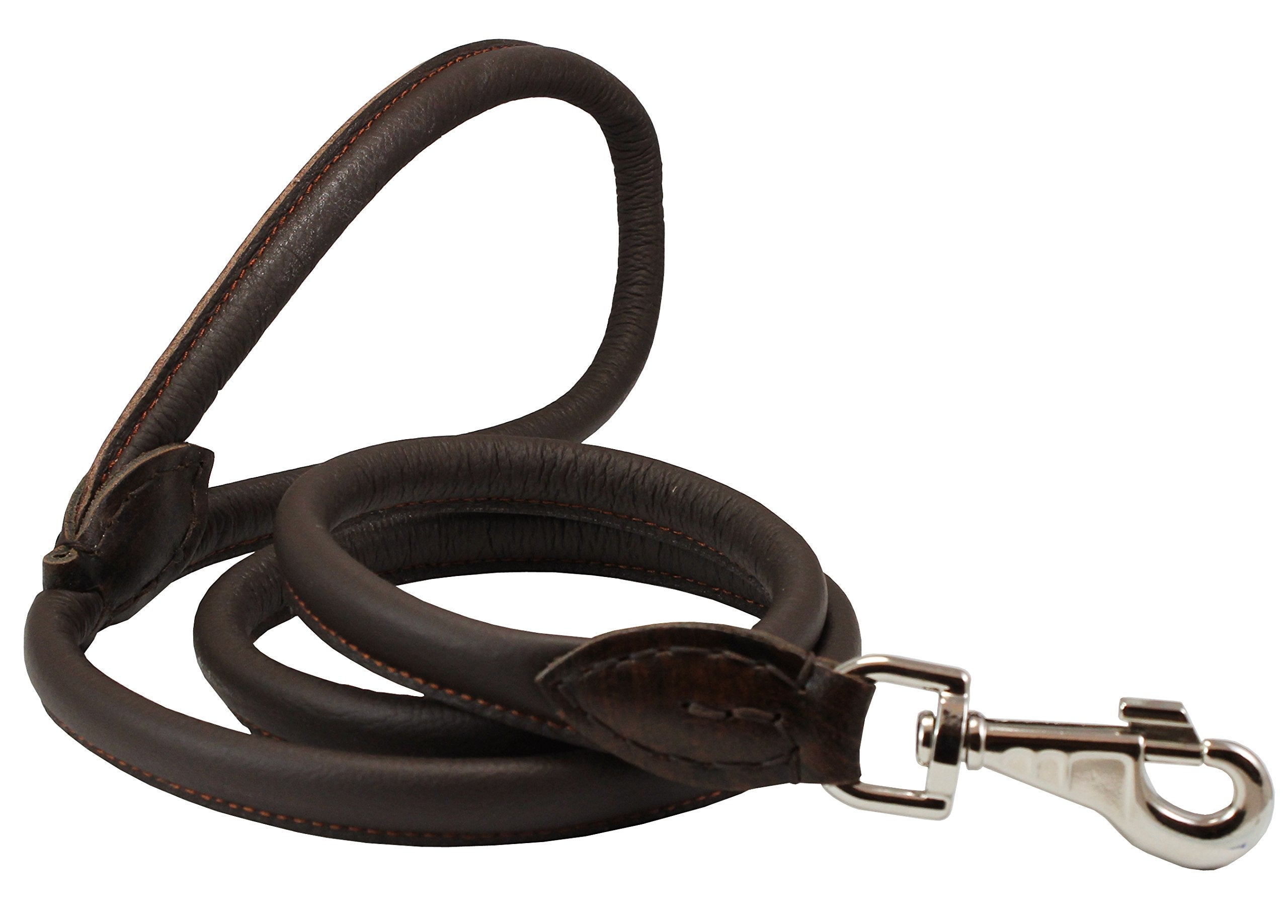 Dogs My Love 4Ft Long Round Genuine Rolled Leather Dog Leash Brown (Large: 1/2' (12Mm))