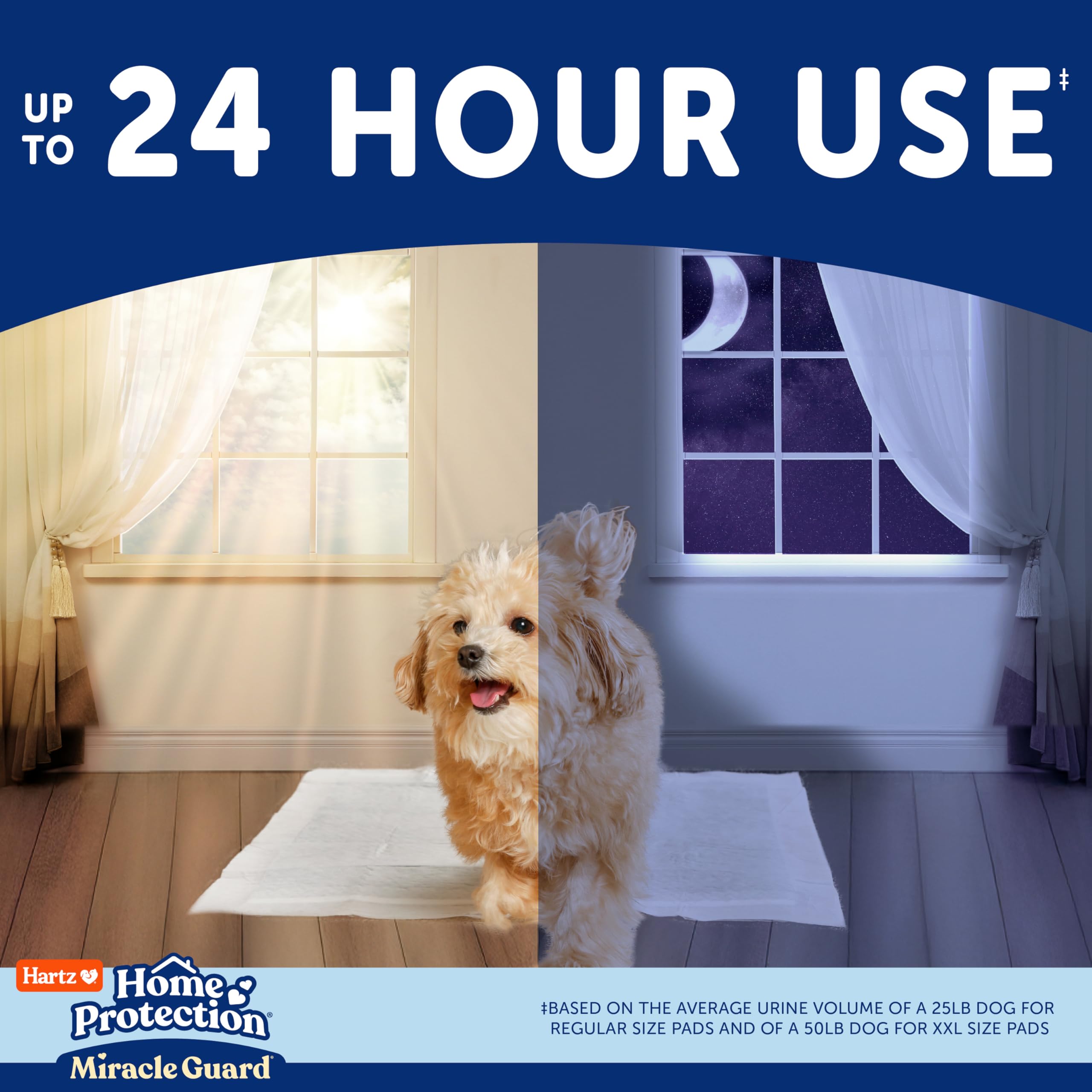 New! Hartz Home Protection Miracle Guard USA Made Dog Pads, Regular Size 50 Count, 3X Absorbency & 3X Longer use, Wont Leak and