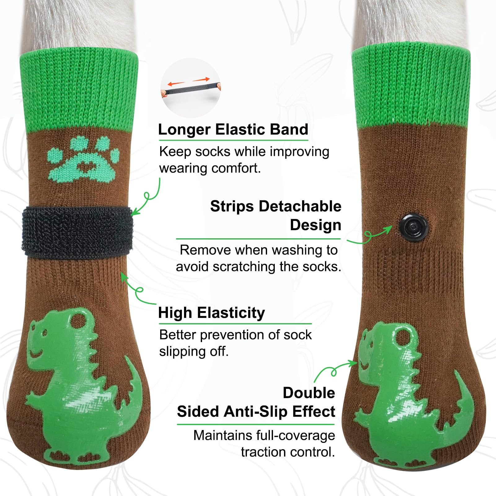 BEAUTYZOO Non-Slip Dog Socks to Prevent Licking Paws, Dog Shoes for Hot Pavement, Paw Protector Traction on Wood/Hardwood Floors