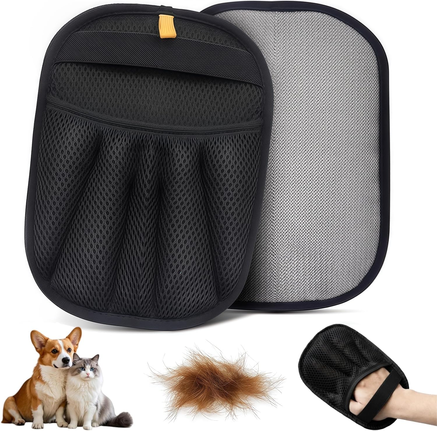 Jicoot Pet Hair Removal Glove For Cats & Dogs, 2025 Newly Upgraded FiveFinger Electrostatic Pet Hair Gloves, Reusable Pet Hair 