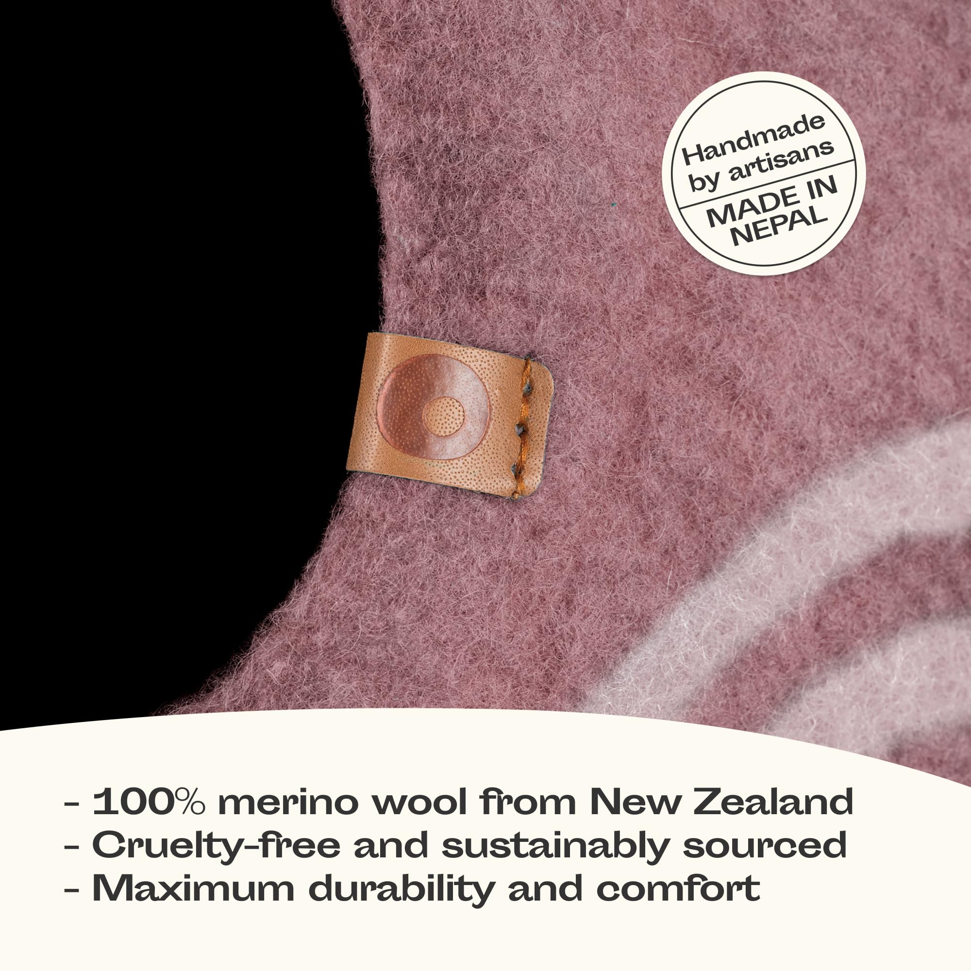 MEOWFIA Cat Cave - Premium Felt Bed, Handmade 100% Merino Wool, Medium, Gold Rose