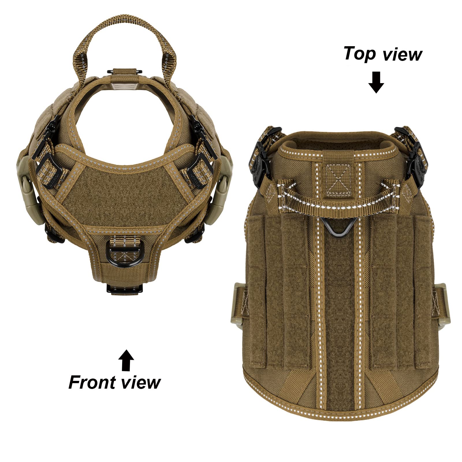 Icefang Gn1 Reflective Tactical Dog Harness Small Sized, Molle K9 Dog Vest With 2X Metal Buckles,Adjustable Pet Harness, No Pull