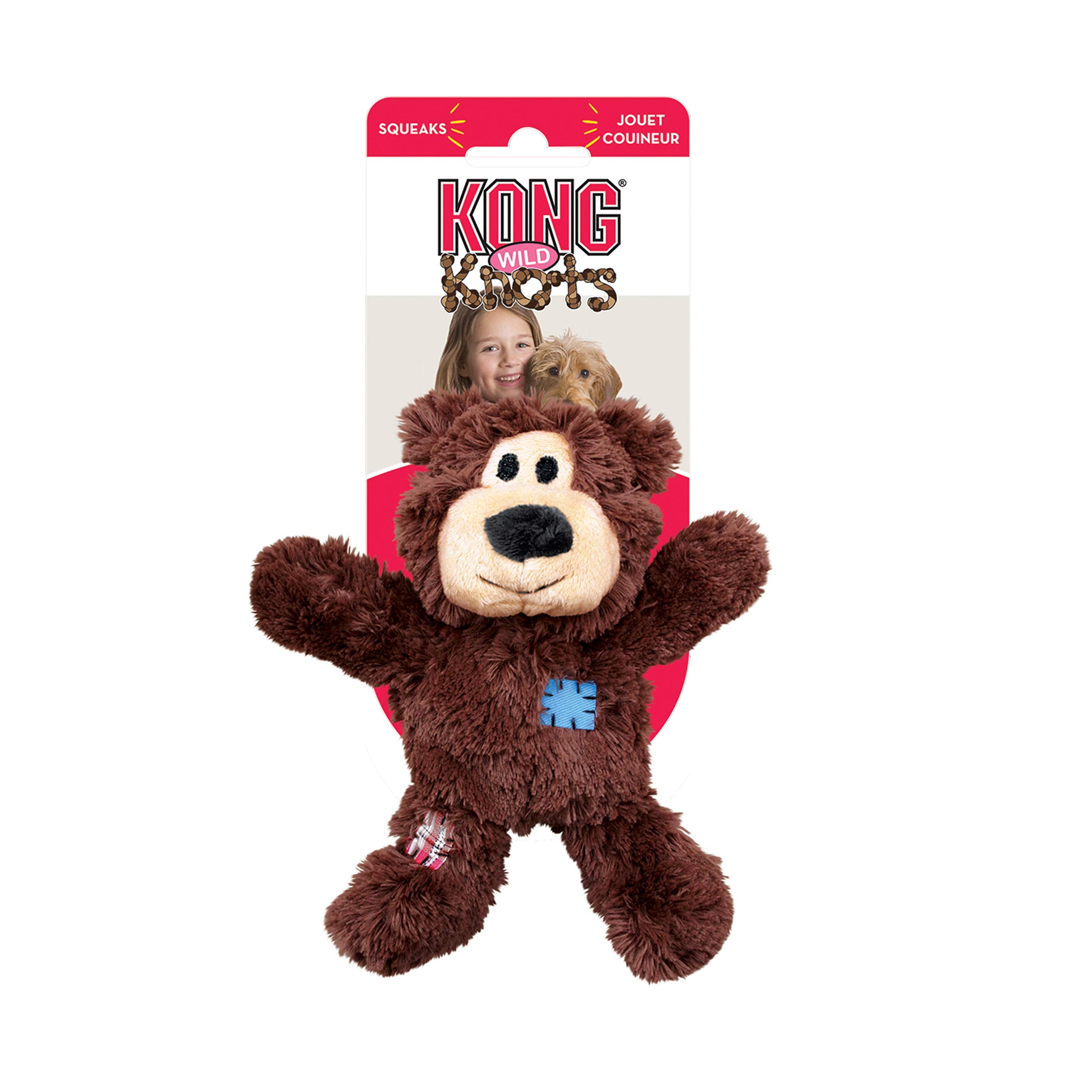 Kong Wild Knots Bear & Signature Balls (2 Pack) - Soft Bear Chew Toy With Rope Interior - Durable Dog Balls For Fetch - For Medi