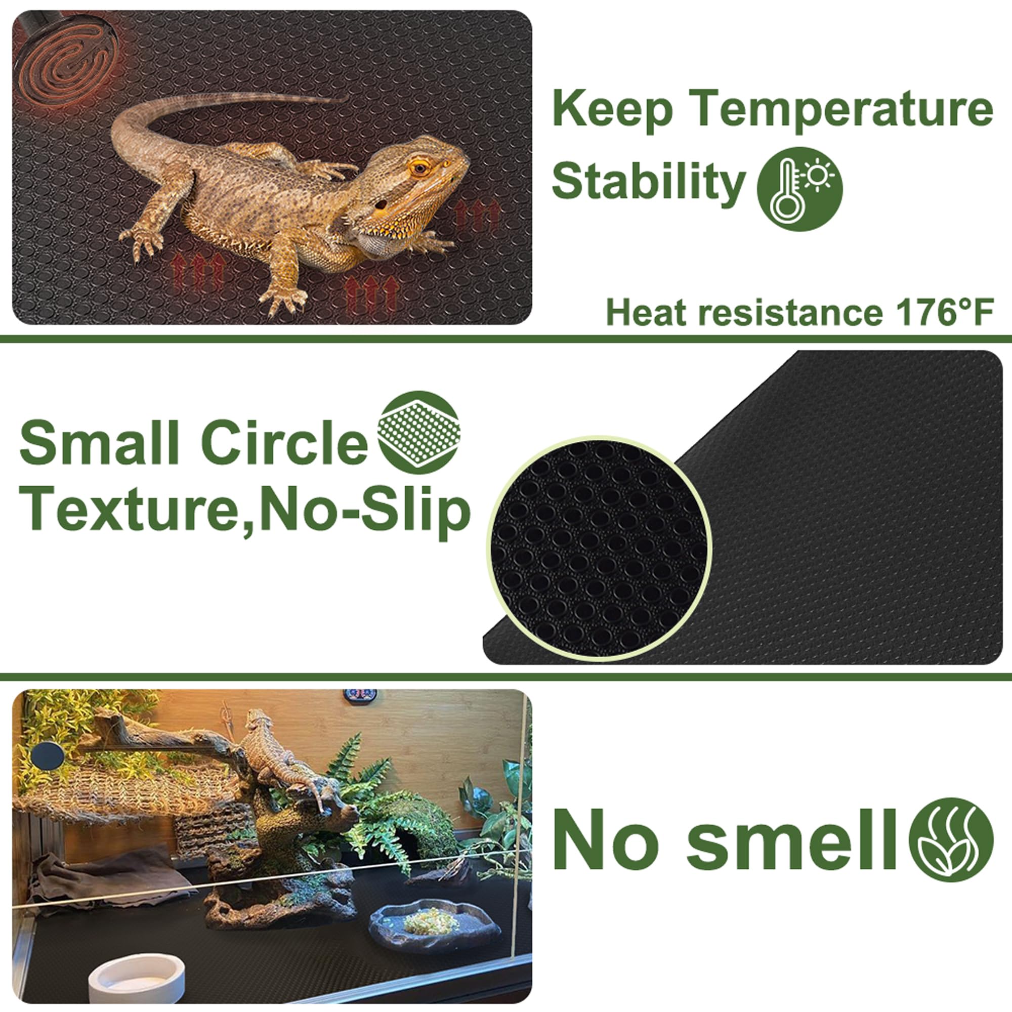 TCYPUHL Large Reptile Carpet Mat, 24" x 118", Black, Ideal for Bearded Dragons, Snakes, and Tortoises, 1 PCS Thicker Bedding