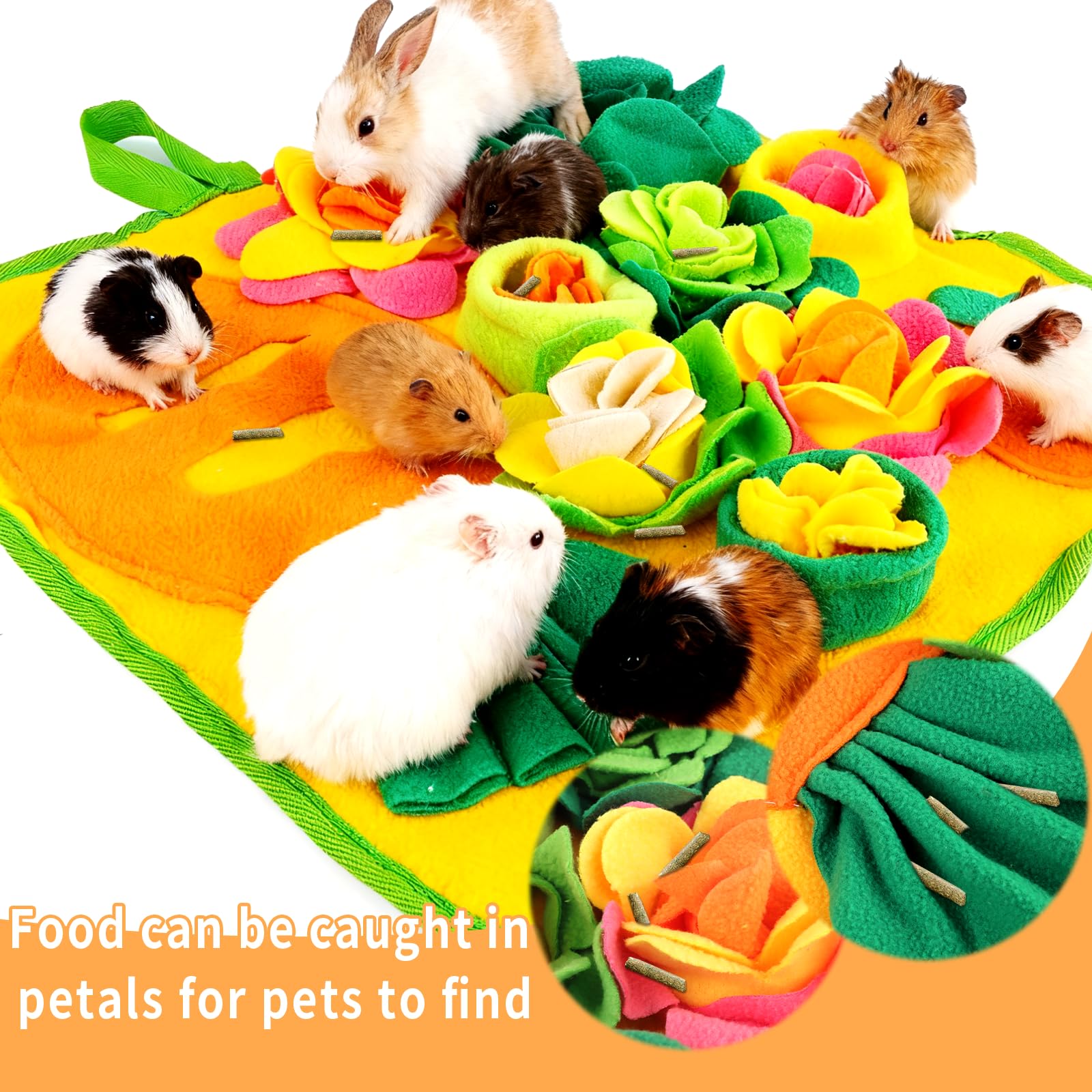 Alibuy Rabbit Foraging Mat,Snuffle Mat for Small Animals Bunny Puzzle Toys Pets Interactive Feeding Mat for Guinea Pigs Hedgehog