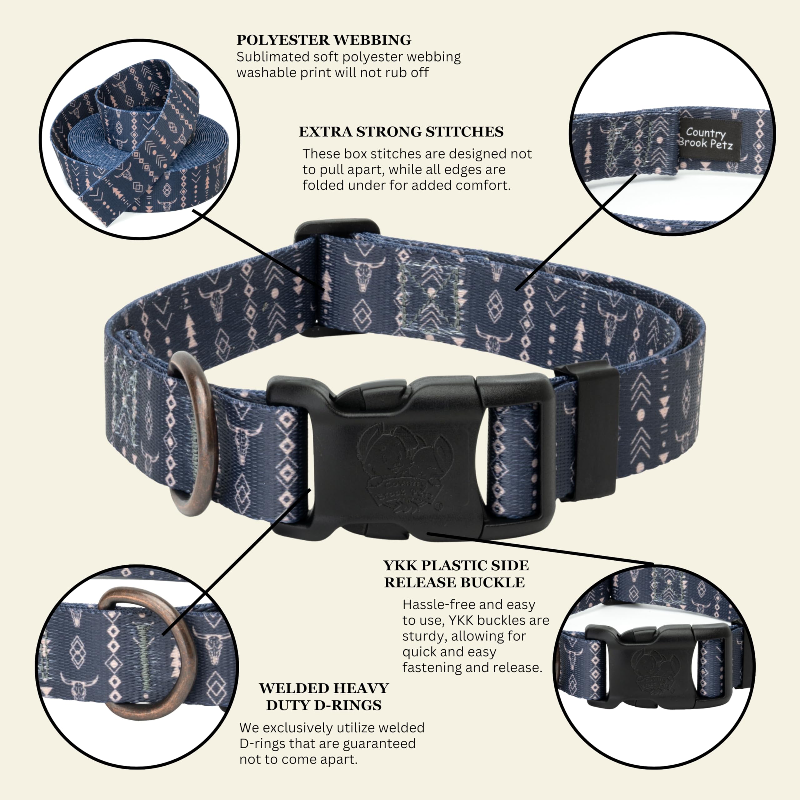 Country Brook Petz - Deluxe Copper Mesa Dog Collar - Made In The U.S.A. - Country And Western Collection Featuring Rustic Design