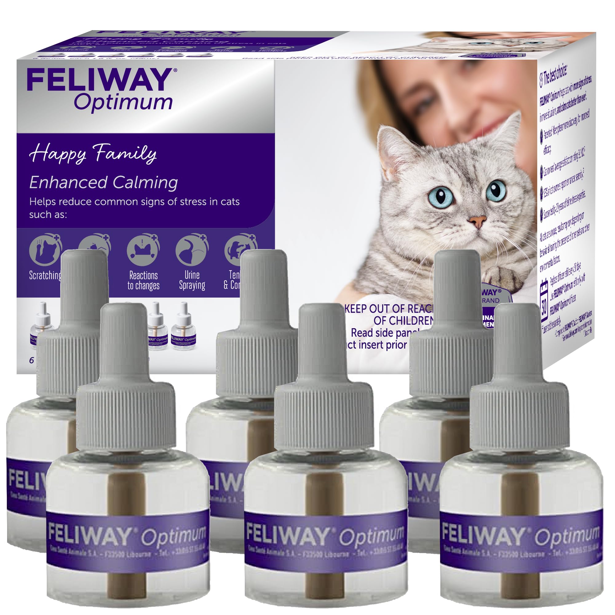 FELIWAY Optimum, Enhanced Calming Pheromone 30-day Refill - 6 Pack