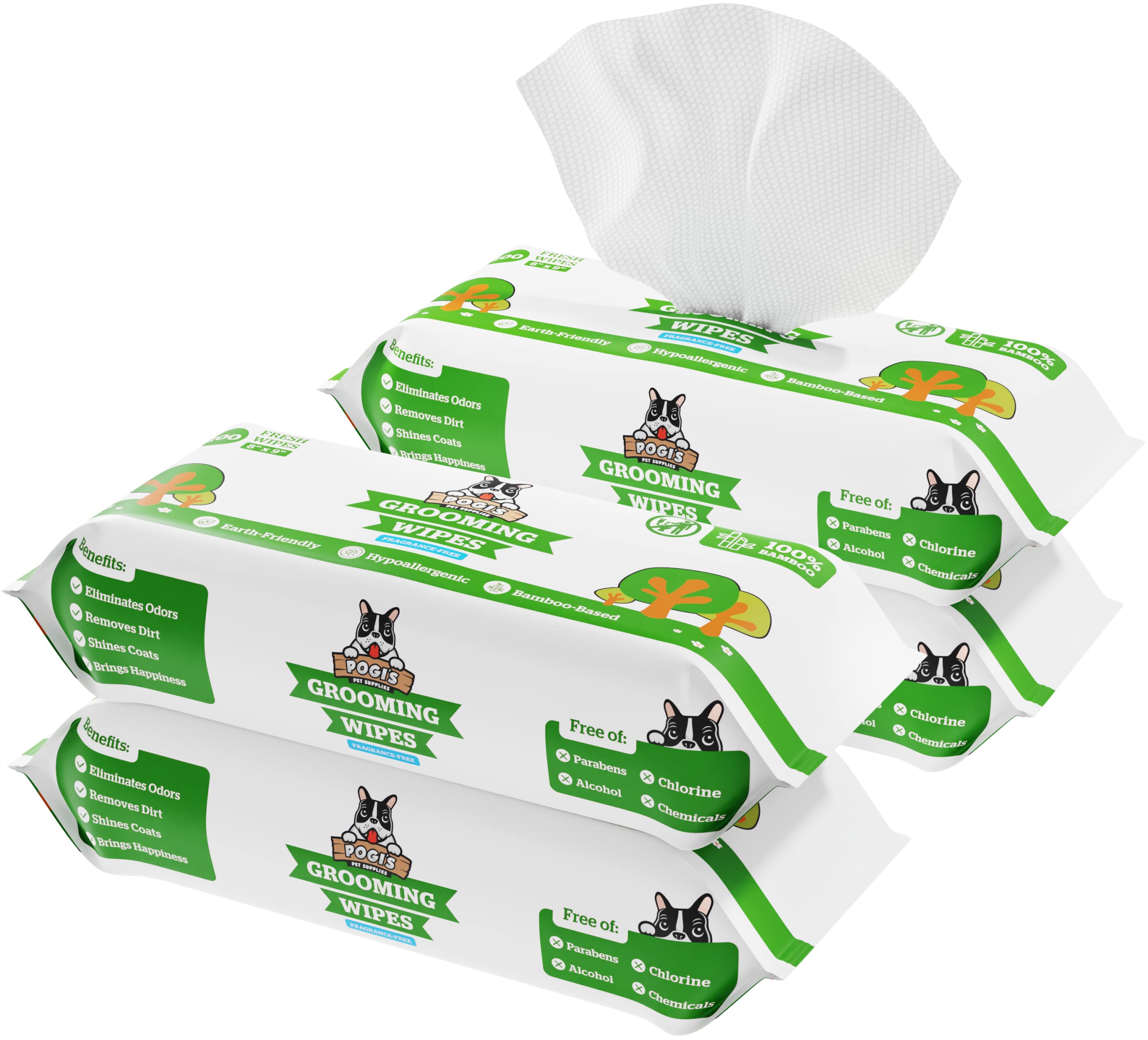 Pogi'S Dog Grooming Wipes - 400 Dog Wipes For Cleaning And Deodorizing - Plant-Based, Hypoallergenic Pet Wipes For Dogs, Puppy Wipes - Quick Bath Dog Wipes For Paws, Butt, & Body - Fragrance Free