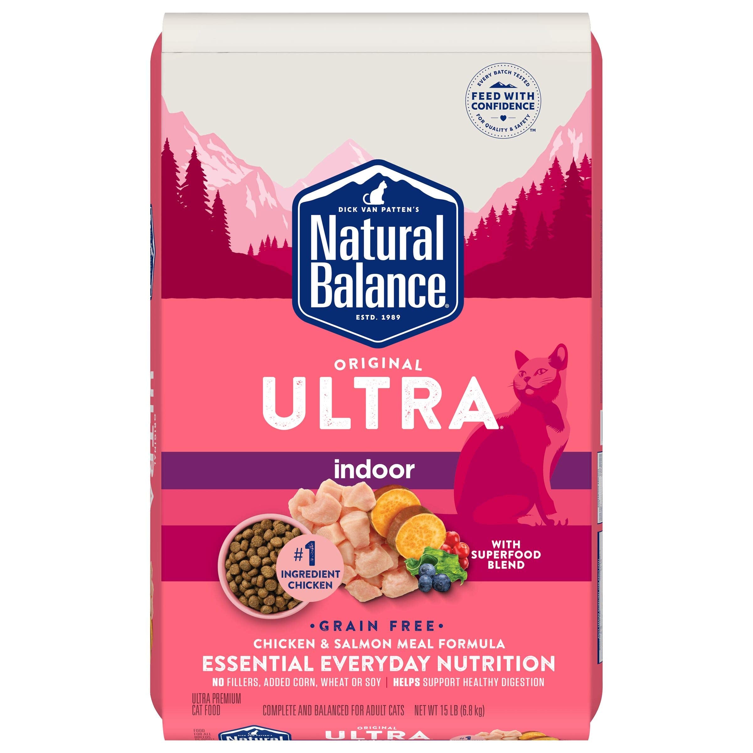 Natural Balance Original Ultra Indoor Chicken & Salmon Meal Cat Food, Dry Food for Indoor Adult Cats, 15-lb. Bag(Pack of 1)
