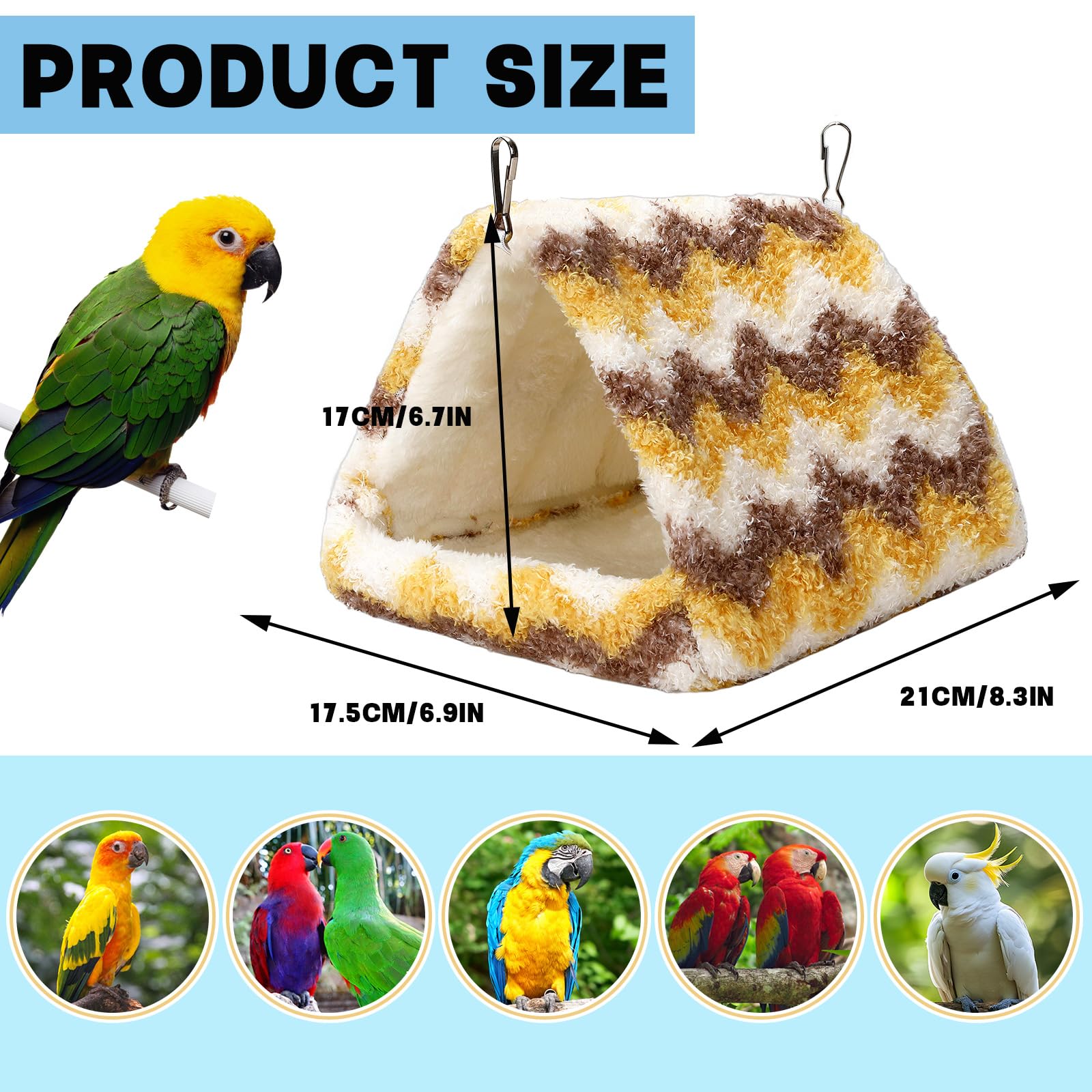 PETKNOWS 2 Pack Bird Nest House, Hanging Hammock Fluffy Parrots Bird Bed for Cage Bird Plush Nest Toy for Parrot Macaw Budgies E
