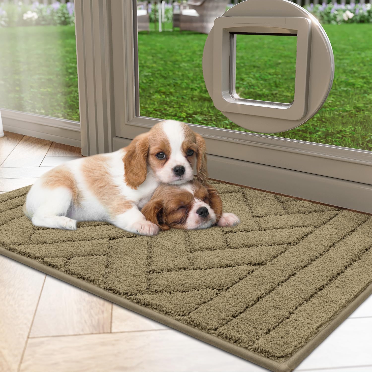 Tindbea Dog Mat for Muddy Paws,Absorbs Moisture Dirt Non-Slip Washable Mud Mat for Dogs,Soft Rubber Backing Front Inside Pet Rug