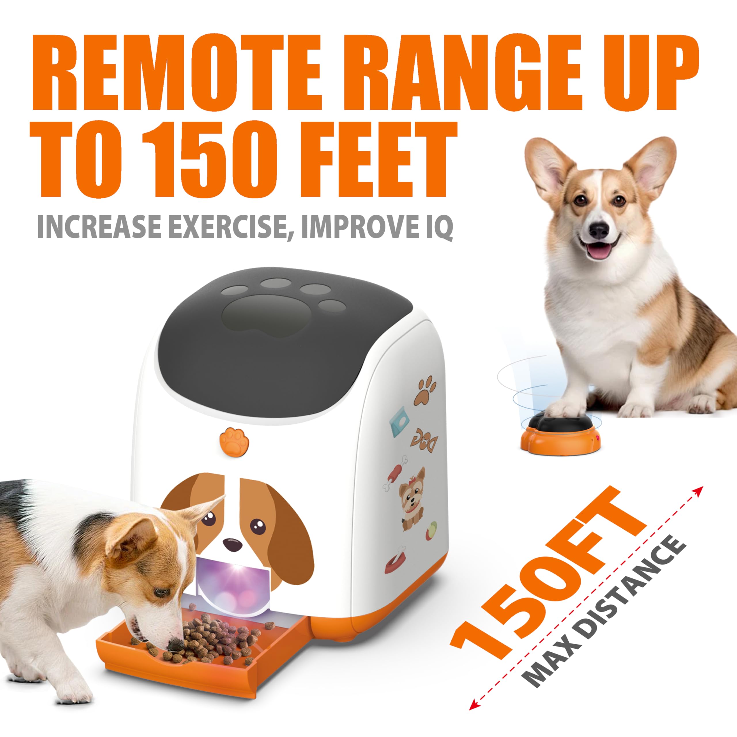 PICAPETS Dog Puzzle Feeder Toy - Remote Control Automatic Treat Dispenser with Light, Interactive IQ Training Slow Feeder, Large