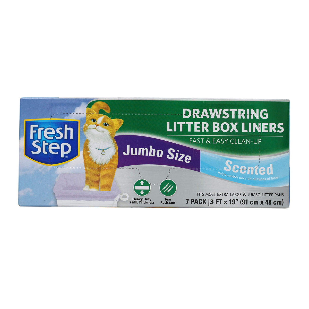 Fresh Step Drawstring Large Litter Box Liners | Heavy Duty Liners For Cat Litter Box | Scented & Unscented Available | Quick & Easy Cleanup, Scented, Jumbo - 4 Pack