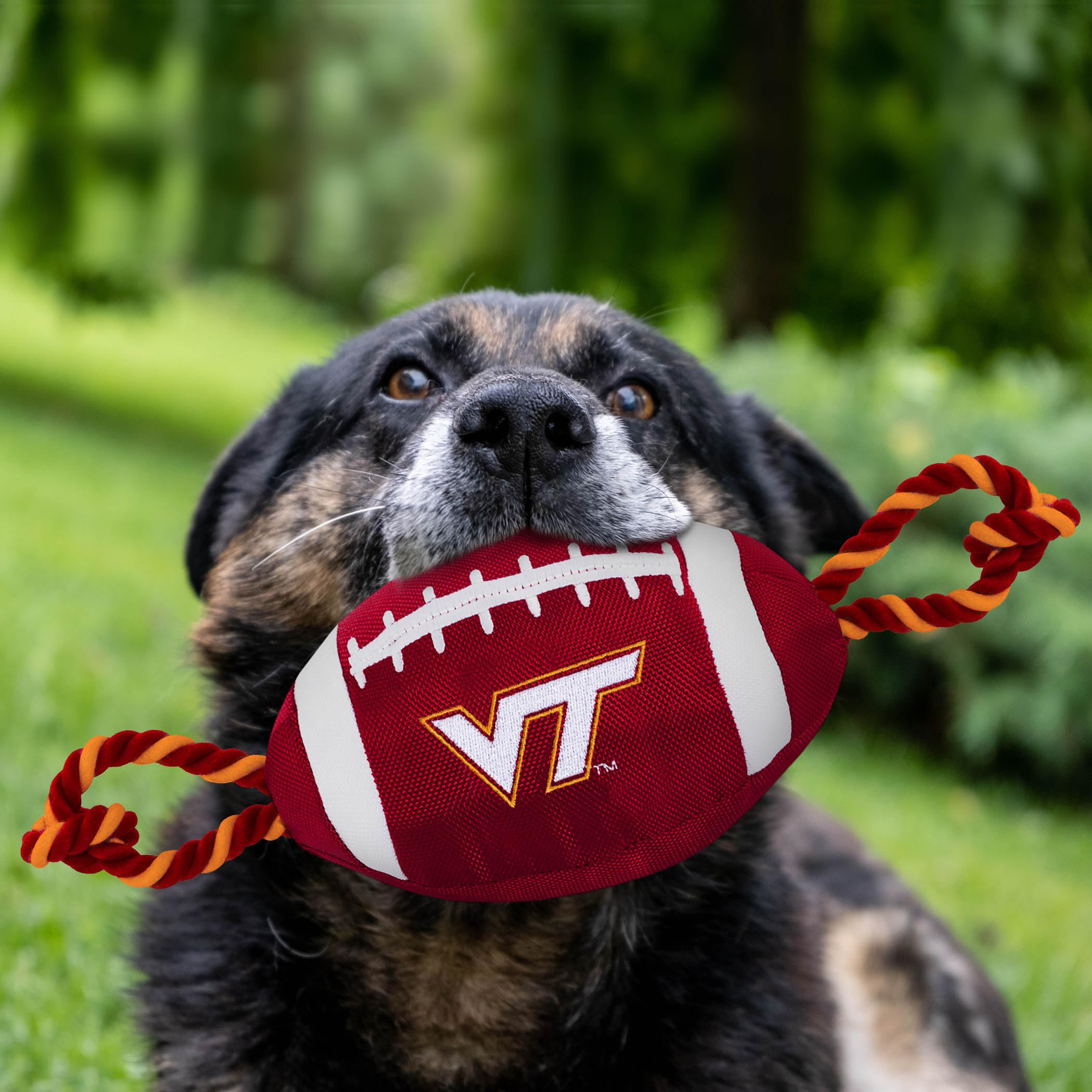 Pets First NCAA Virginia TECH Hokies Football Dog Toy, Tough Quality Nylon Materials, Strong Pull Ropes, Inner Squeaker, Collegi