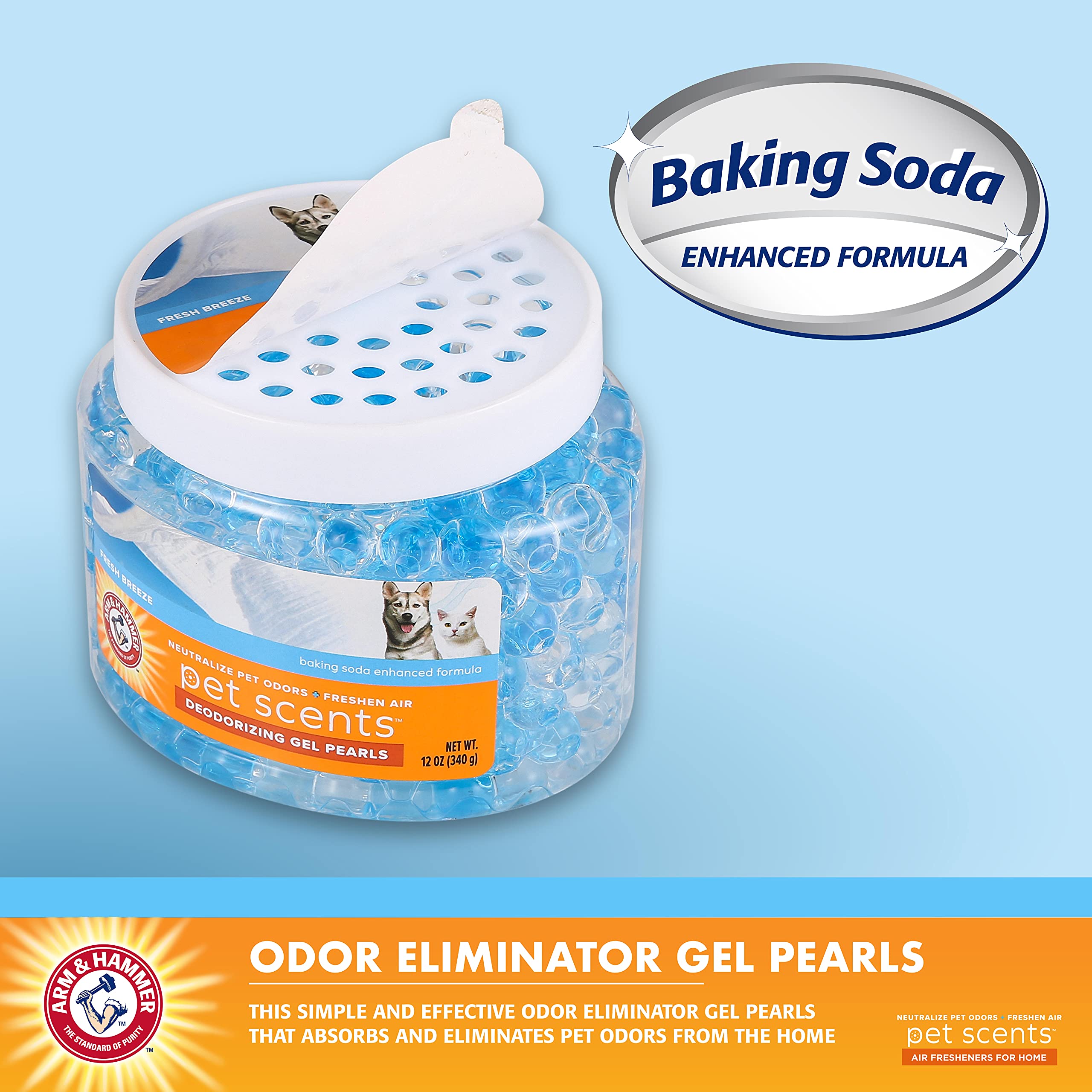 Arm & Hammer For Pets Air Care Pet Scents Deodorizing Gel Beads In Fresh Breeze | 12 Oz Pet Odor Neutralizing Gel Beads With Baking Soda | Air Freshener Beads For Pet Odor Elimination (Ff12689)