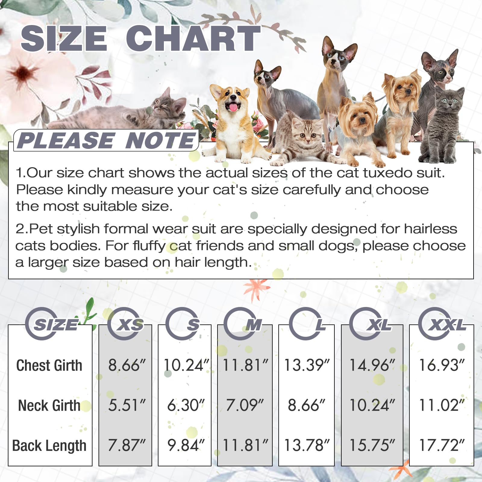 Dentrun Cat Tuxedo Suit With Two Bow Tie, Stylish Cat Shirt Formal Outfit, Hairless Cat Fashion Apparel Fancy Clothes, Kitten Fo