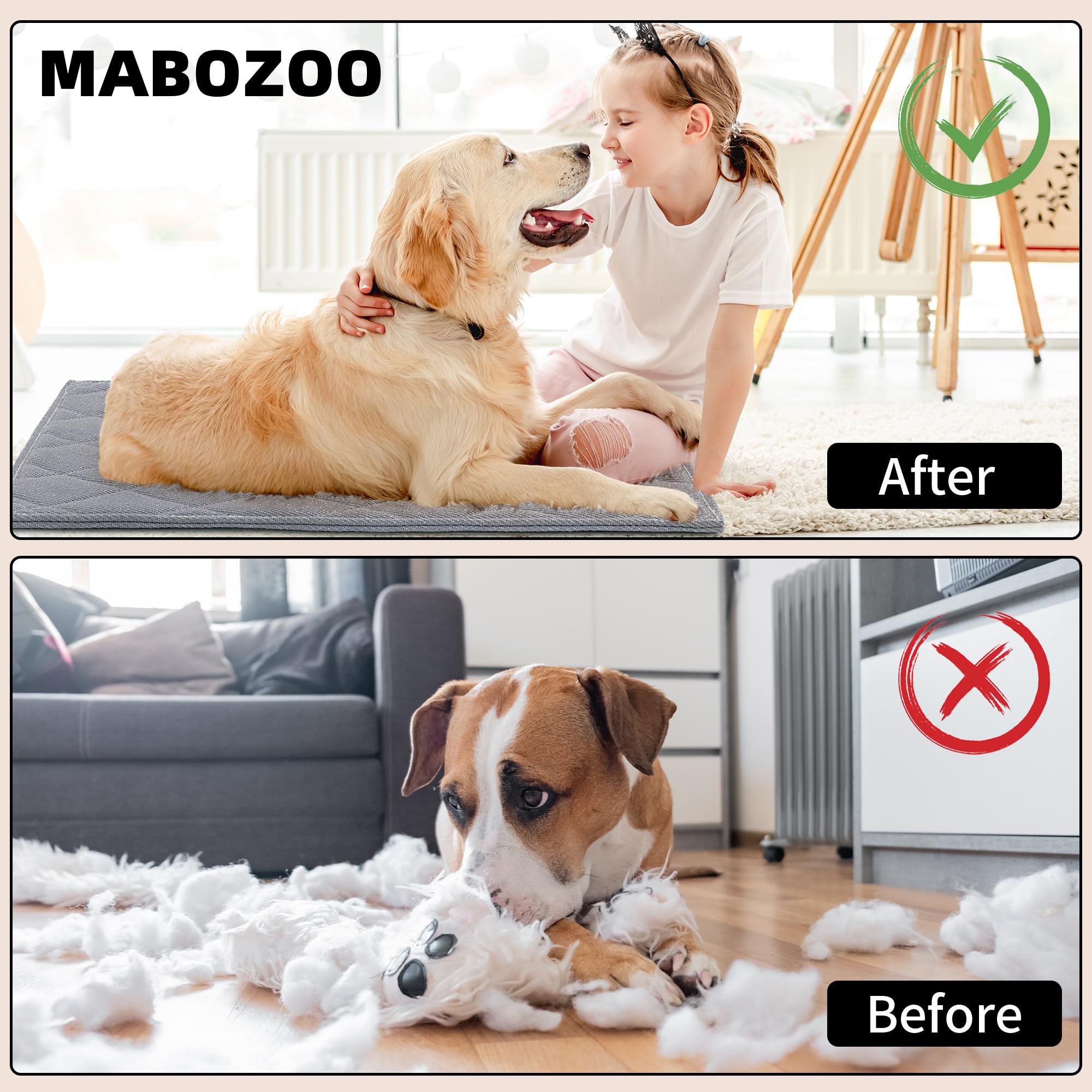 Mabozoo Indestructible Dog Beds, Chew Proof Dog Crate Pad For Aggressive Chewers,Machine Washable Quilted Dog Mat For Crate,Durable Dog Beds For Small Dogs,Grey Kennel Pad (22X35 In)