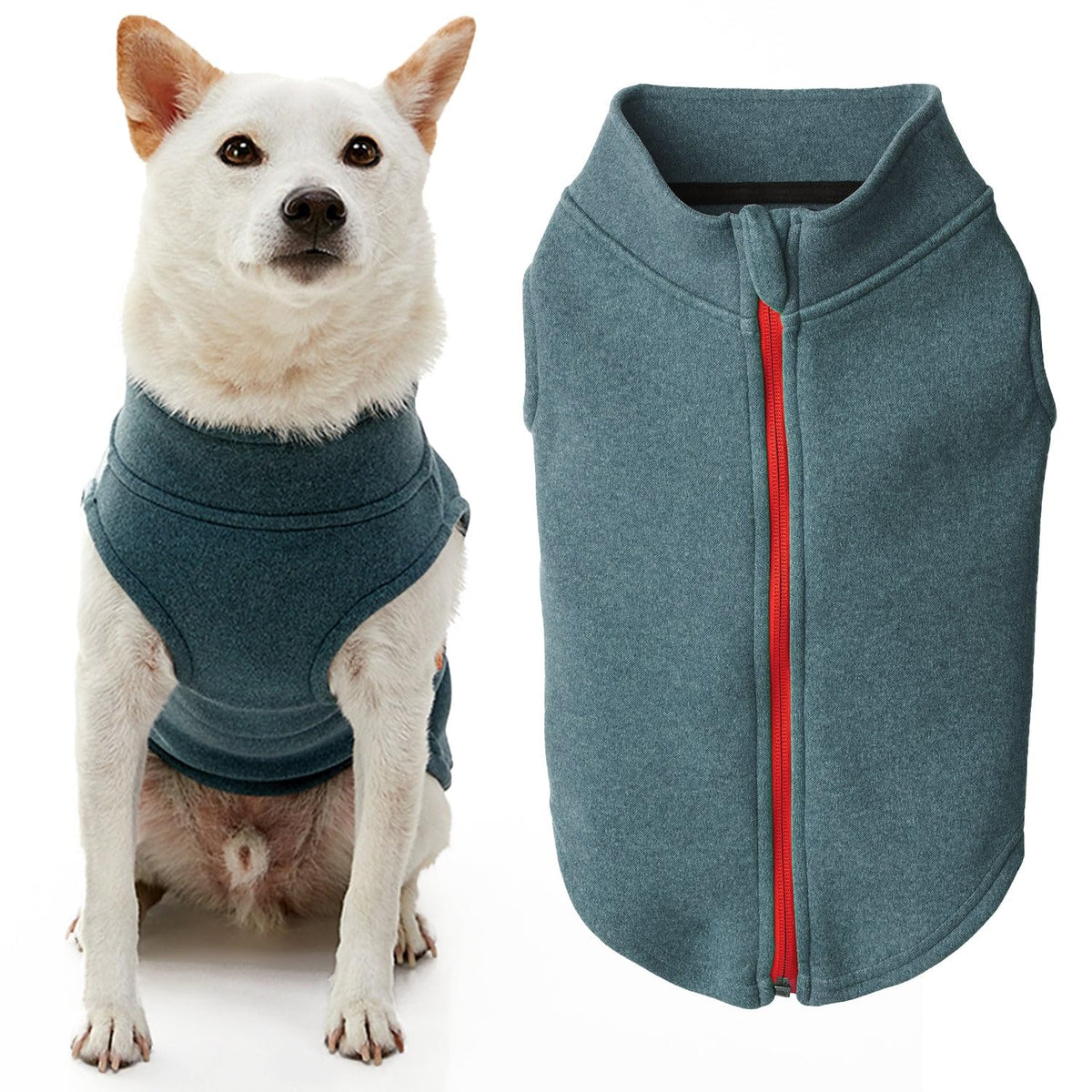 Gooby Zip Up Microfiber Fleece Dog Sweater - Turquoise, X-Large - Warm Double Layered Microfiber Fleece Step-In Dog Jacket Witho