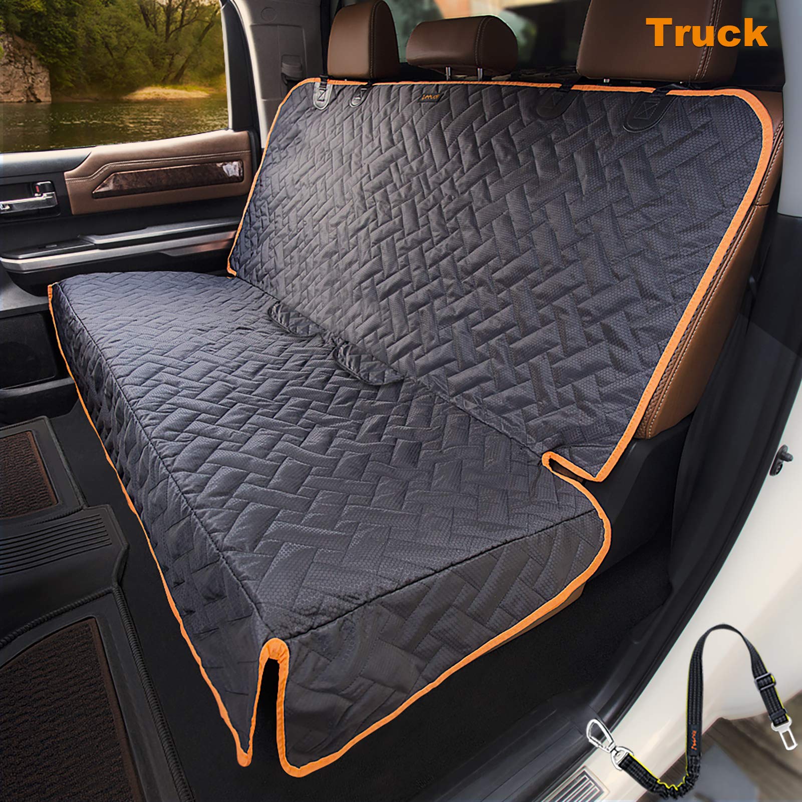iBuddy Back Seat Cover for Truck, Easy-Install Dog Bench Seat Cover for Trucks Ford F150 F250/Chevrolet Silverado/Ram/GMC Sierra