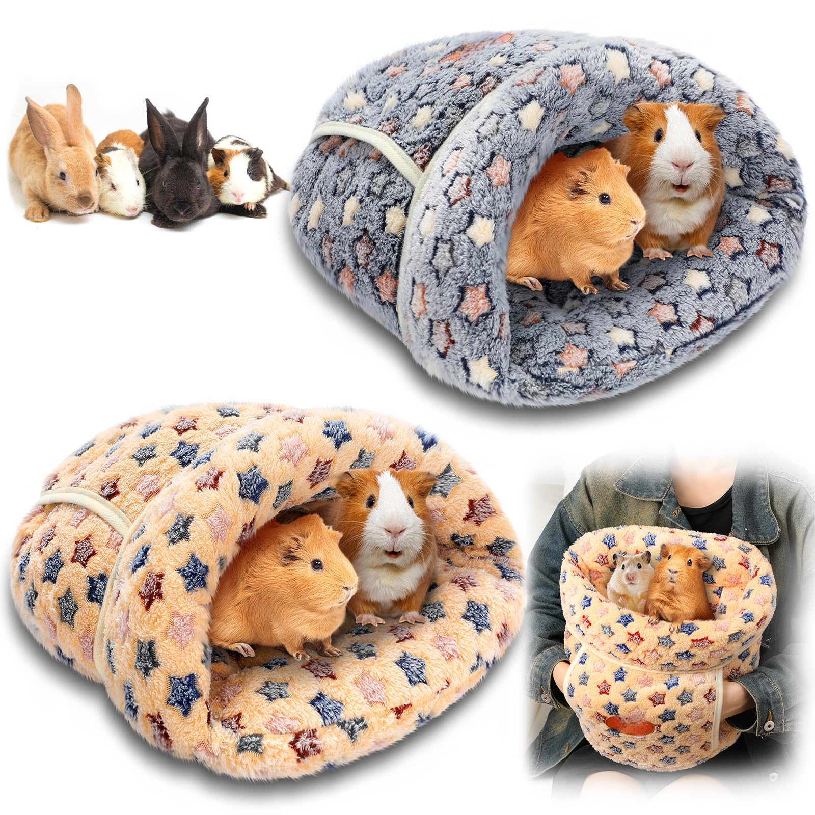 Wenqik 2 Pcs Guinea Pig Hideouts Washable Bunny Bedding Cuddle Warm Small Pet Sack Supplies Portable Pet Carrier Cage Nest Guine