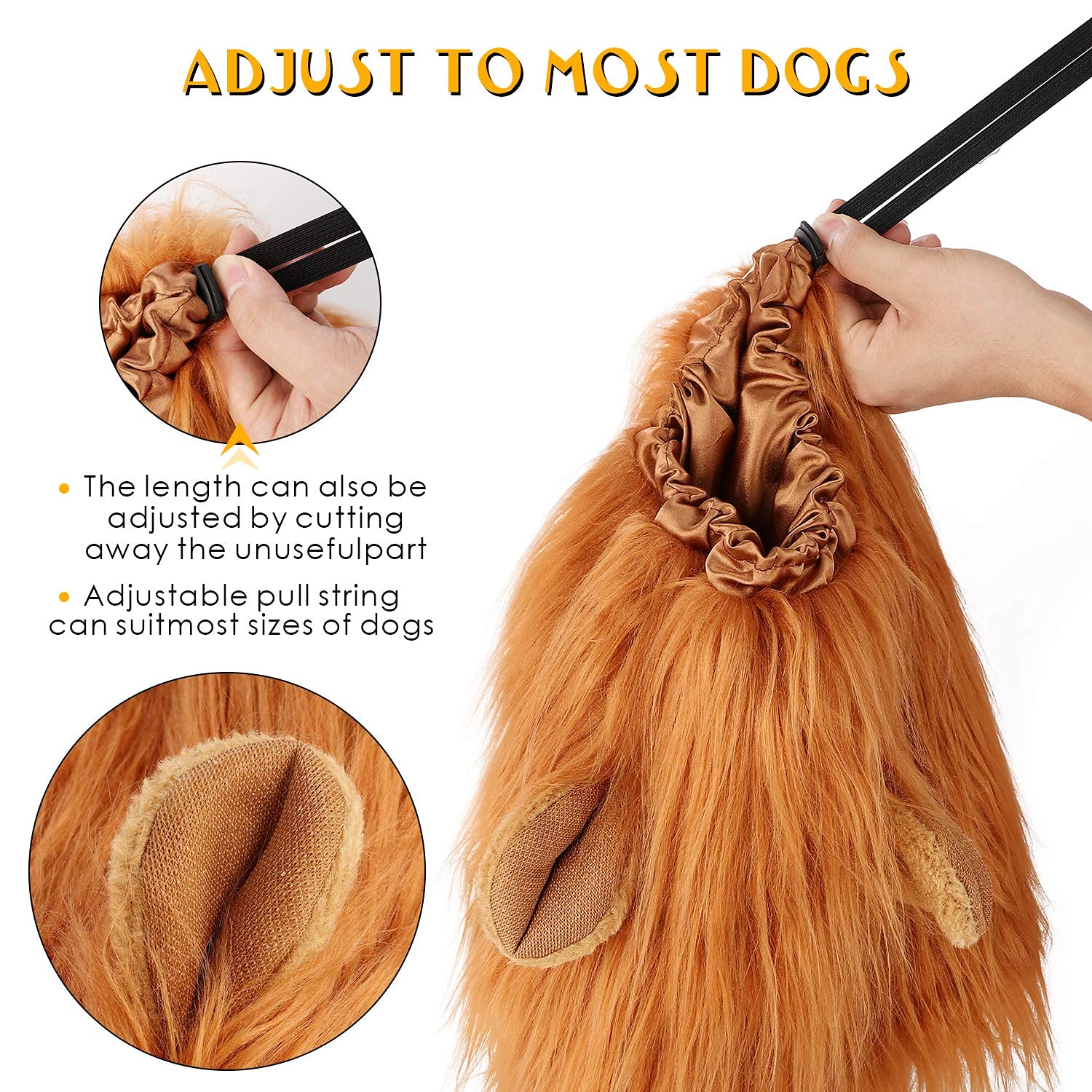6Miles 1 Pcs Light Brown Adjustable Washable Comfortable Funny Lion Mane Wig With Ears For Dog And Cat Costume Pet Fancy Hair Cl