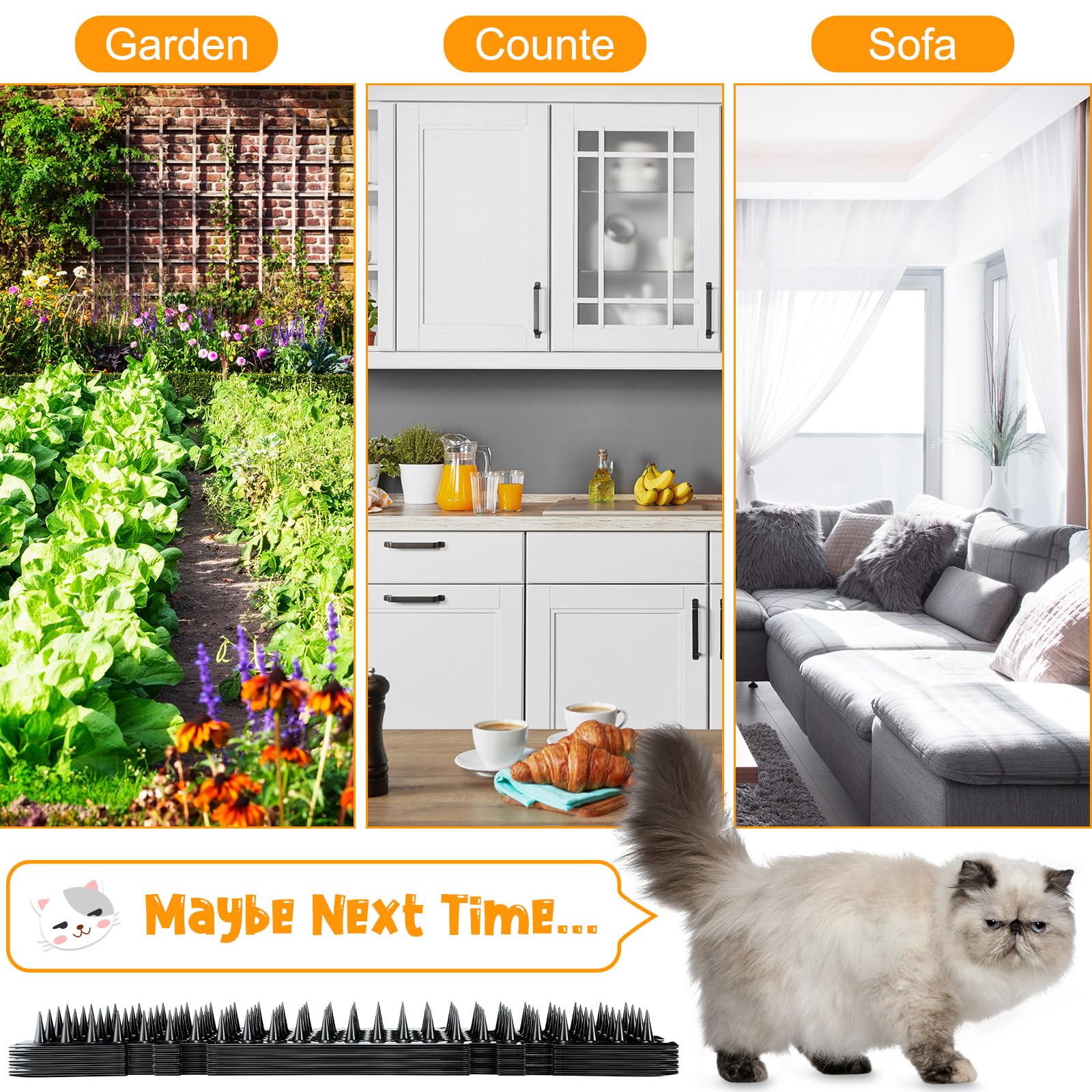 Nuanchu 12 Pieces Cat Deterrent Mat Cat Repellent Mat with Spikes Keep Dogs Off Counter Anti Pet for Outdoor Indoor Plants Garde