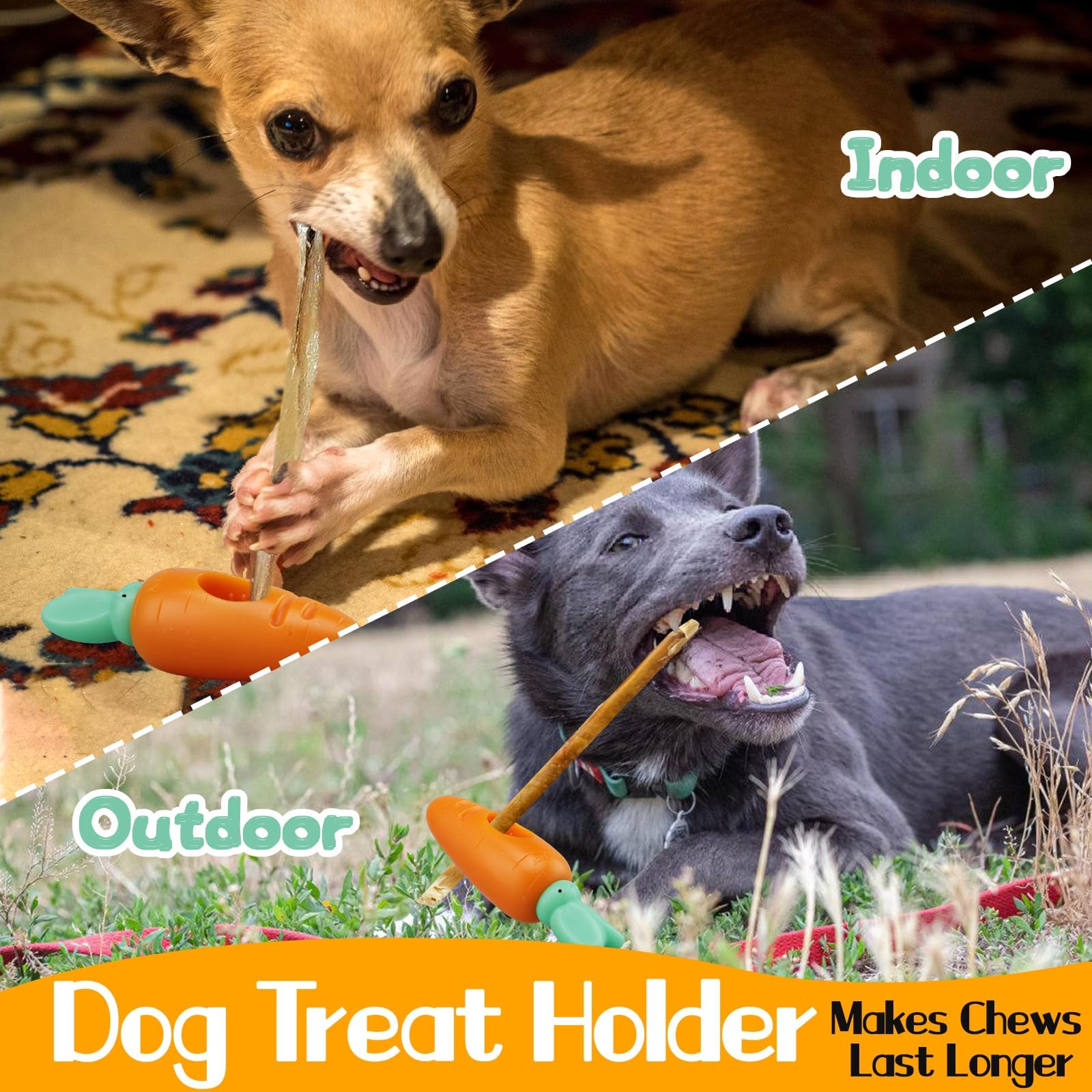 Ankinghor Bully Stick Holder For Dogs, Durable Dog Bone Yak Treat Chew Holder, Prevent Choking Safety Device For Pups Small Medi