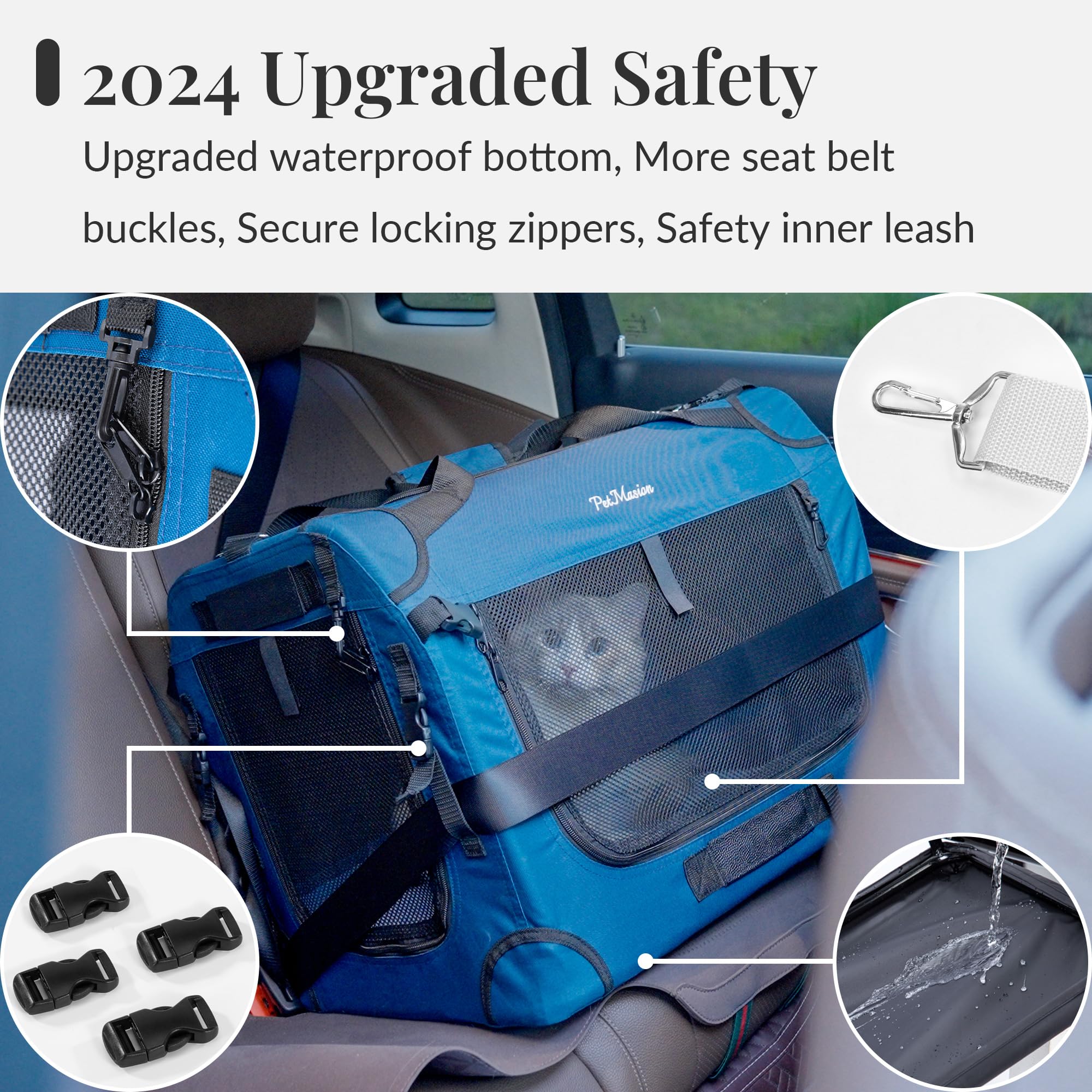 Petmasion Extra Large Cat Carrier For 2 Cats, Collapsible Soft Sided Pet Xl Crate For Large Mudium Big Cat 20Lbs+, Car Travel Po