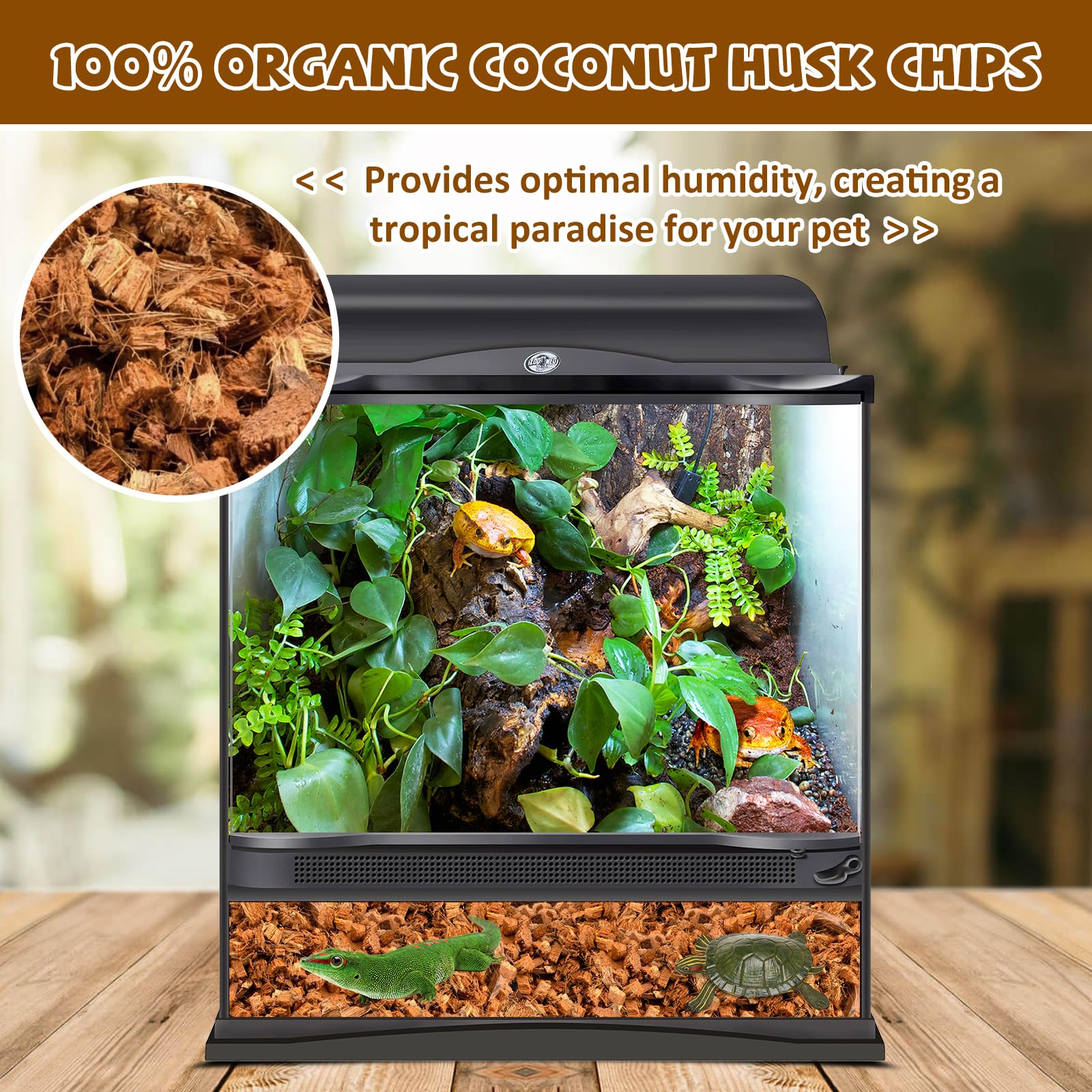 Legigo 2 Pack Coconut Chip Substrate for Reptiles, Natural Coco Husk Chip Reptiles Bedding, Compressed Coconut Chip Substrate fo
