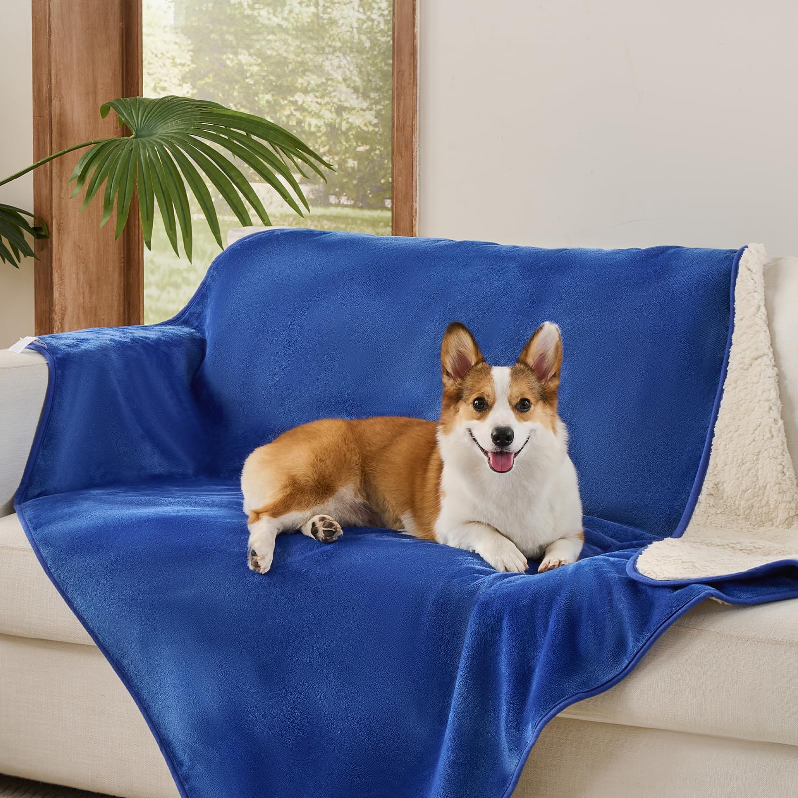 Sunheir Waterproof Dog Blankets for Large Dogs - Cat Blanket Washable for Couch Protection, Soft Sherpa Fleece Puppy Throw Blank