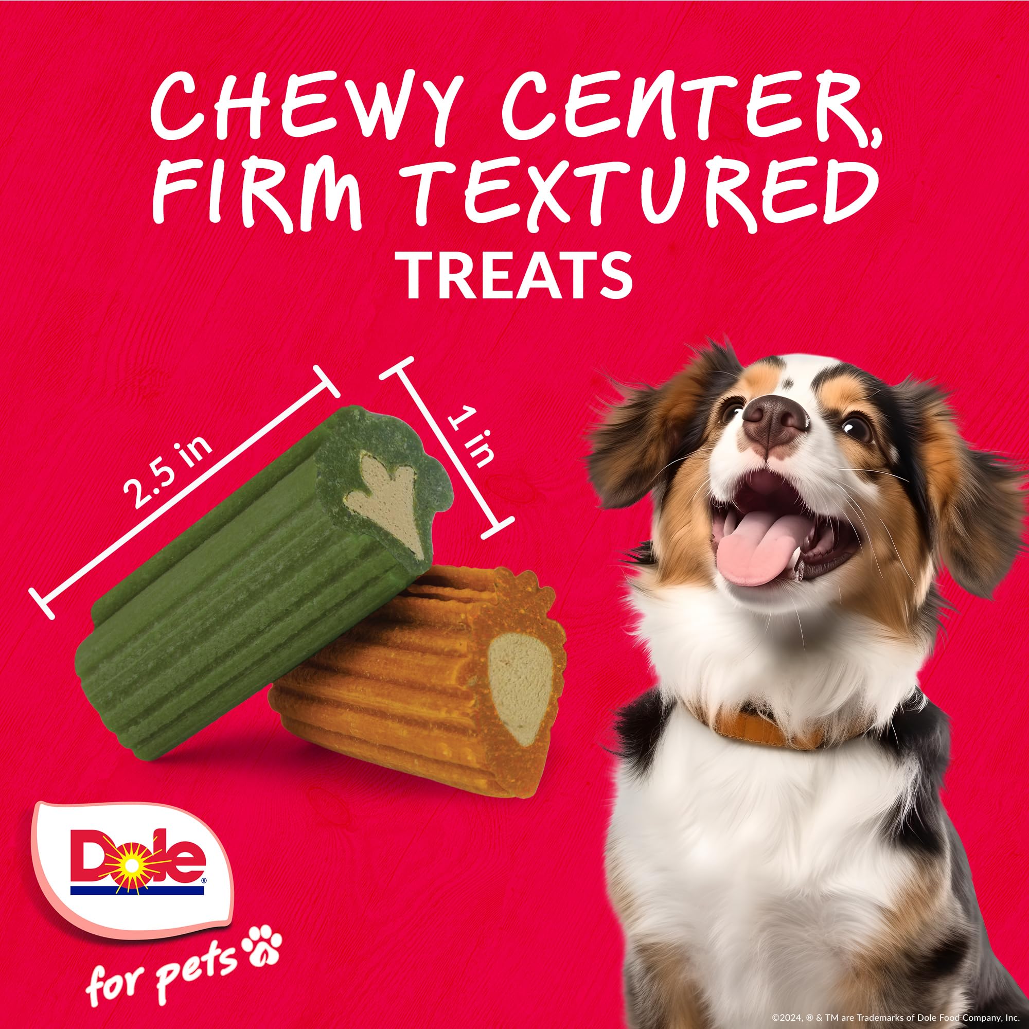 Dole for Pets Freshly Fetched Dog Chews, Assorted Broccoli & Carrot Flavor Dog Treats | Flavored with Real Veggies, No Wheat, Co