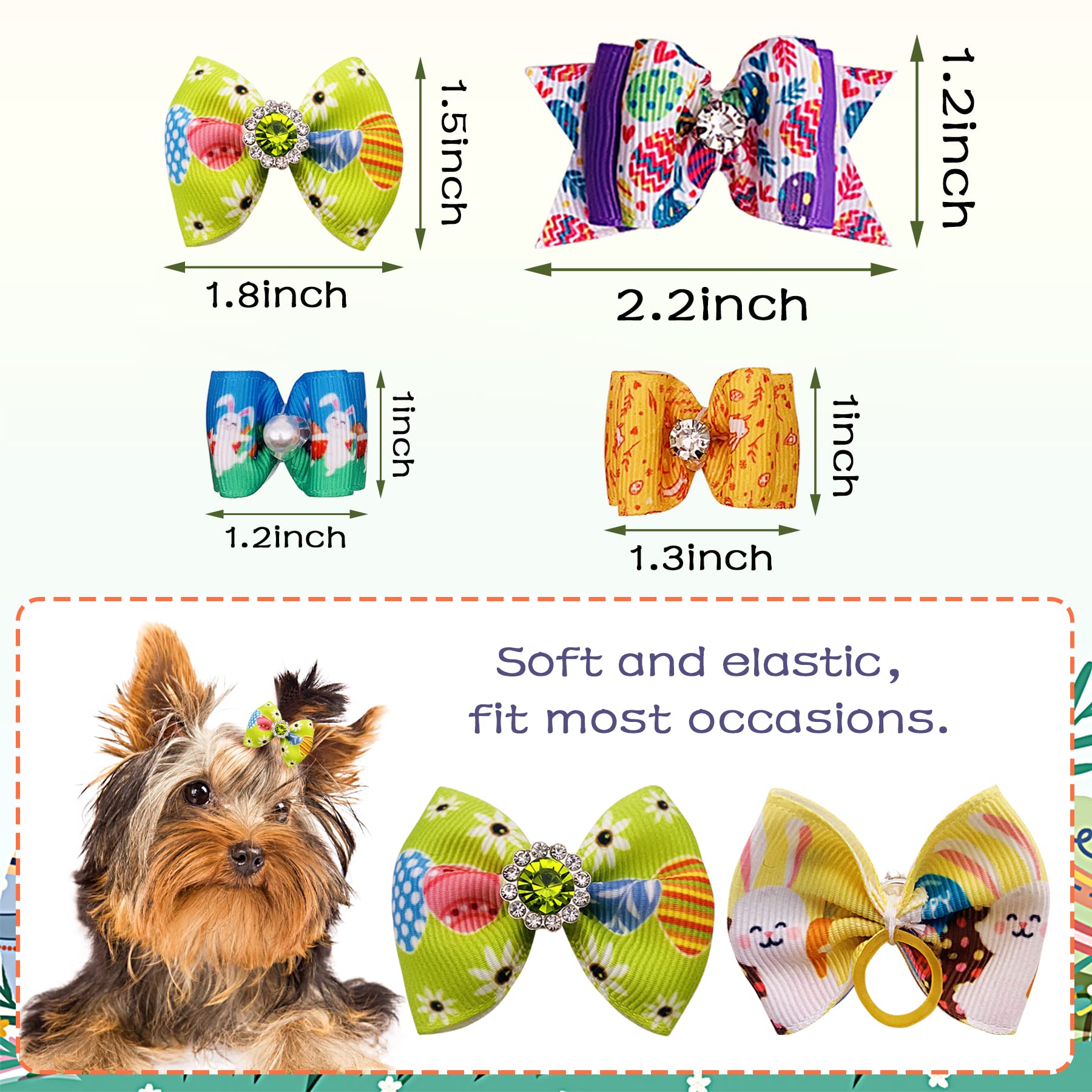 Pet Show 20Pcs Easter Small Dog Hair Bows With Rubber Bands For Medium Dogs Bunny Rabbits Puppies Cats Kittens Rabbits Yorkie To