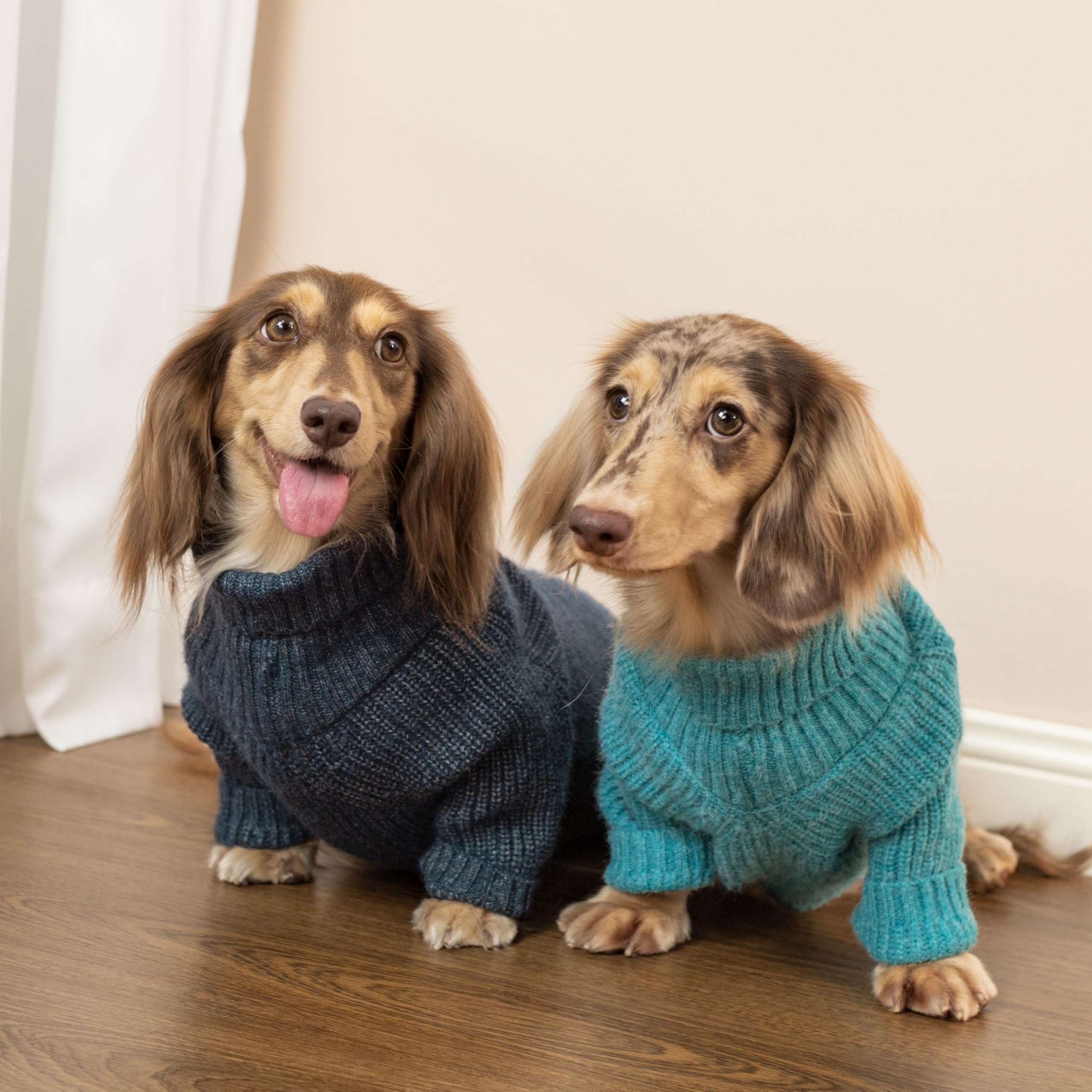 Fitwarm Turtleneck Knit Dog Sweater, Thermal Dog Winter Clothes For Small Dogs Boy Girl, Cozy Sweaters For Dogs, Doggy Pullover Jumper, Pet Outfit, Heather Navy Blue, Large