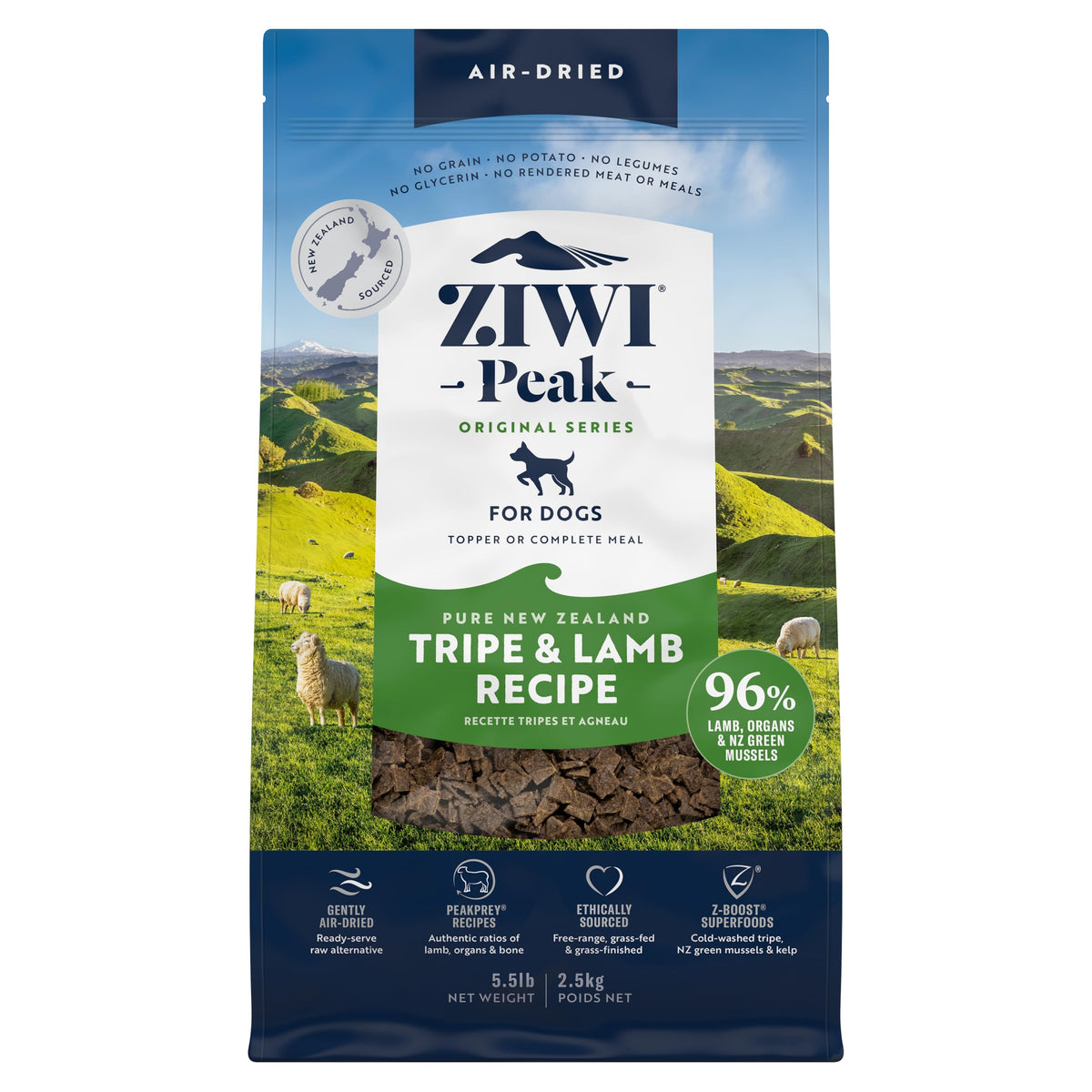 Ziwi Peak Air-Dried Dog Food – Tripe & Lamb - All Natural, High Protein, Grain Free, Limited Ingredient W/ Superfoods (88Oz)