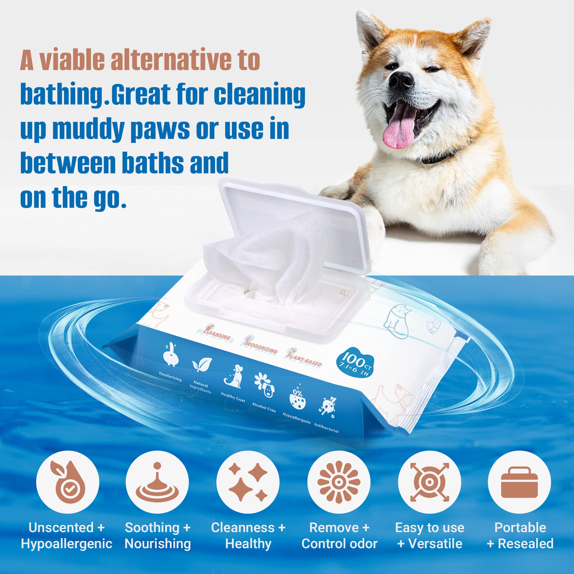 Pumbler Dog Wipes For Paws And Butt - 600Count/6Packs Pet Wipes For Dogs And Cats, Puppy Wipes - Dog Grooming Wipes Cleaning Deo