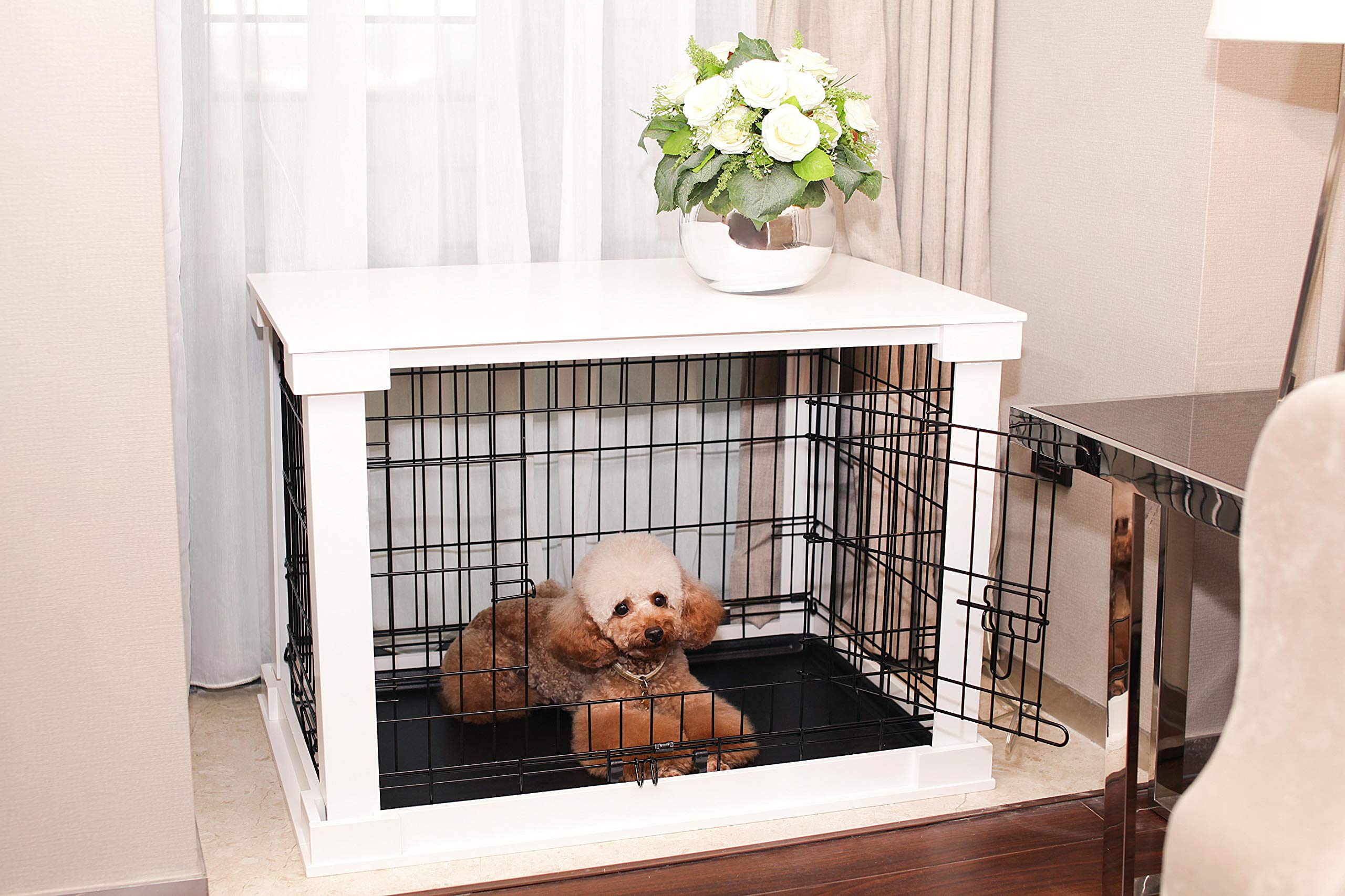 Cage With Crate Cover, White, Small