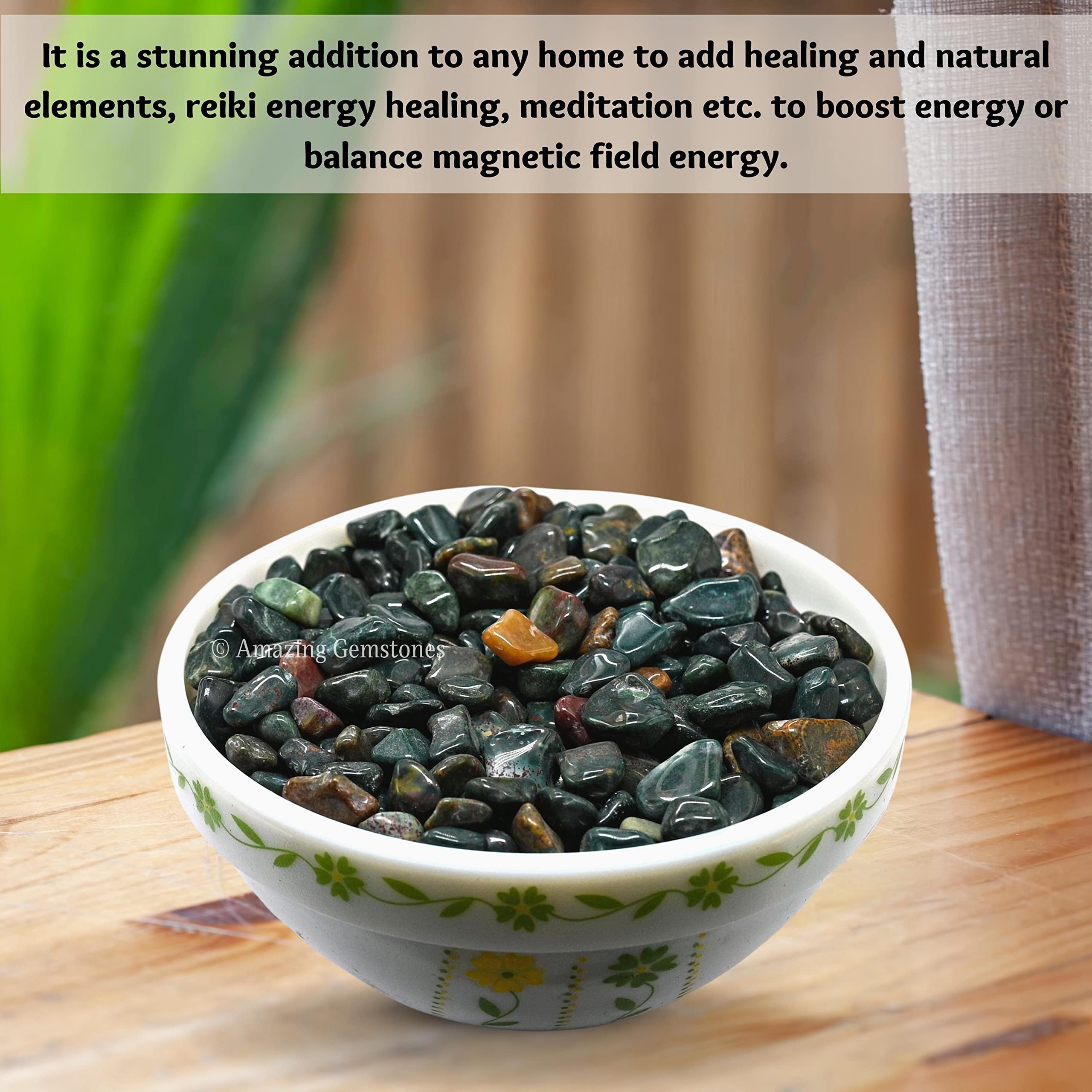 Bloodstone Crystal Chips Aquarium Gravel Rocks - Bloodstone Chips Bulk Fish Tank Gravel, Small Tumbled Stone Chips and Tiny Crys