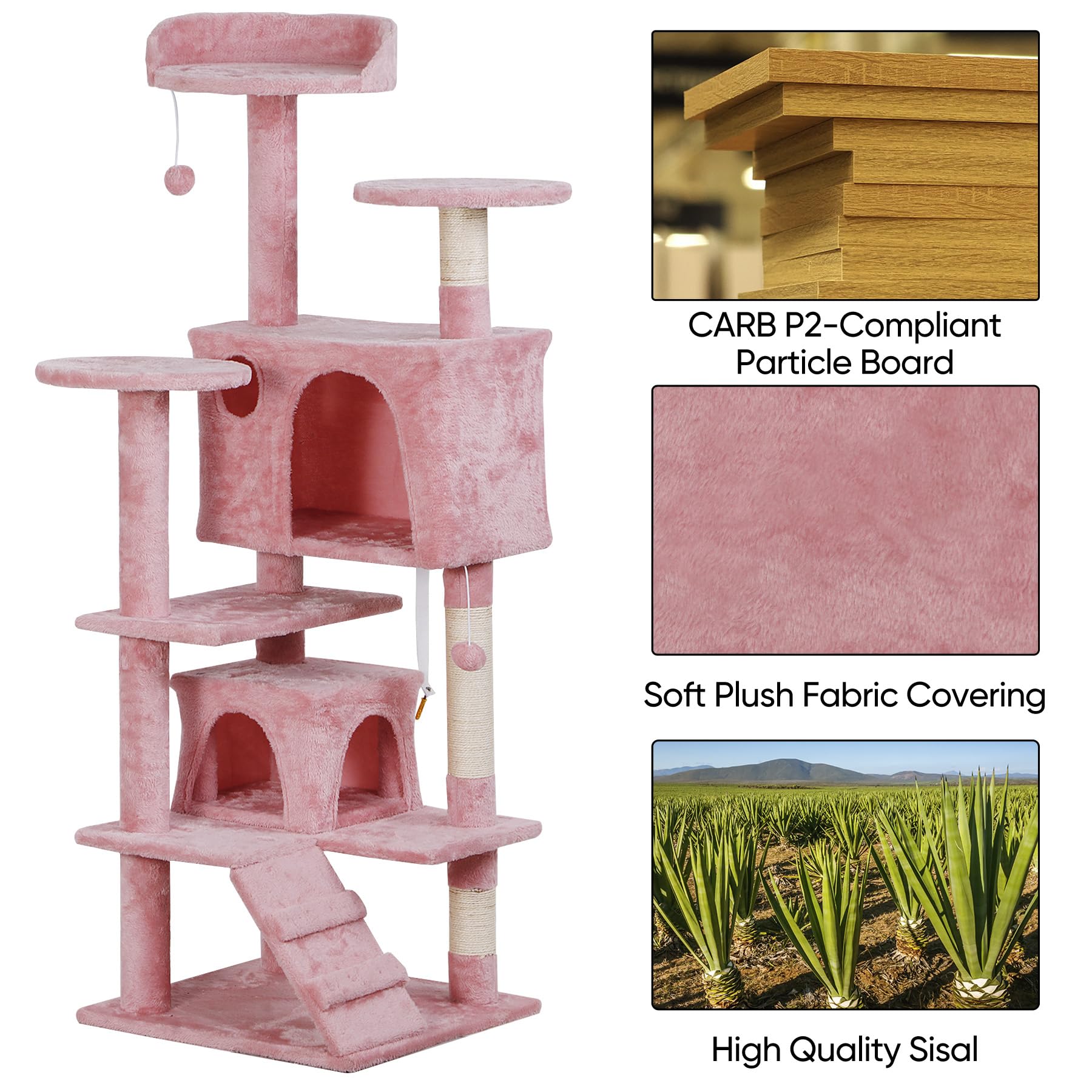 Nova Microdermabrasion 54 In Cat Tree Tower For Indoor Cats Multi-Level Cat Condo Cat Bed Furniture With Scratching Post Kittens