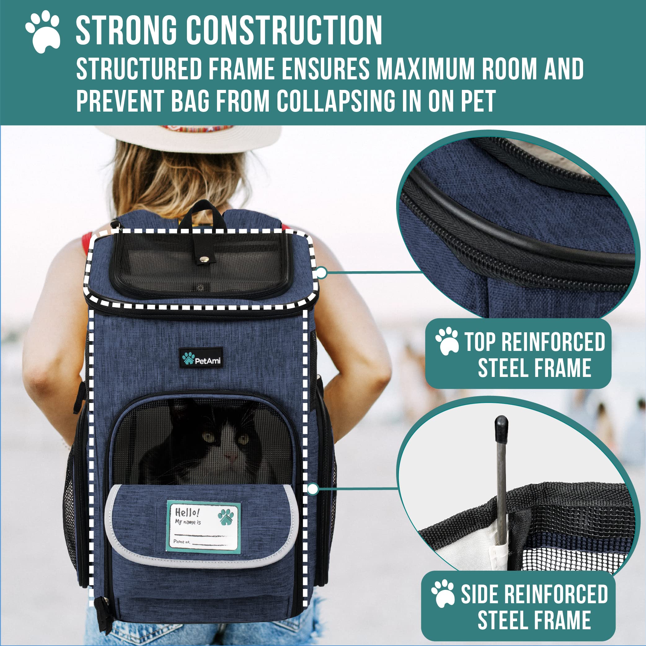 PetAmi Dog Backpack Carrier, Airline Approved Cat Backpacks for Carrying Small Large Cats, Pet Carrier Back Pack, Ventilated Sof