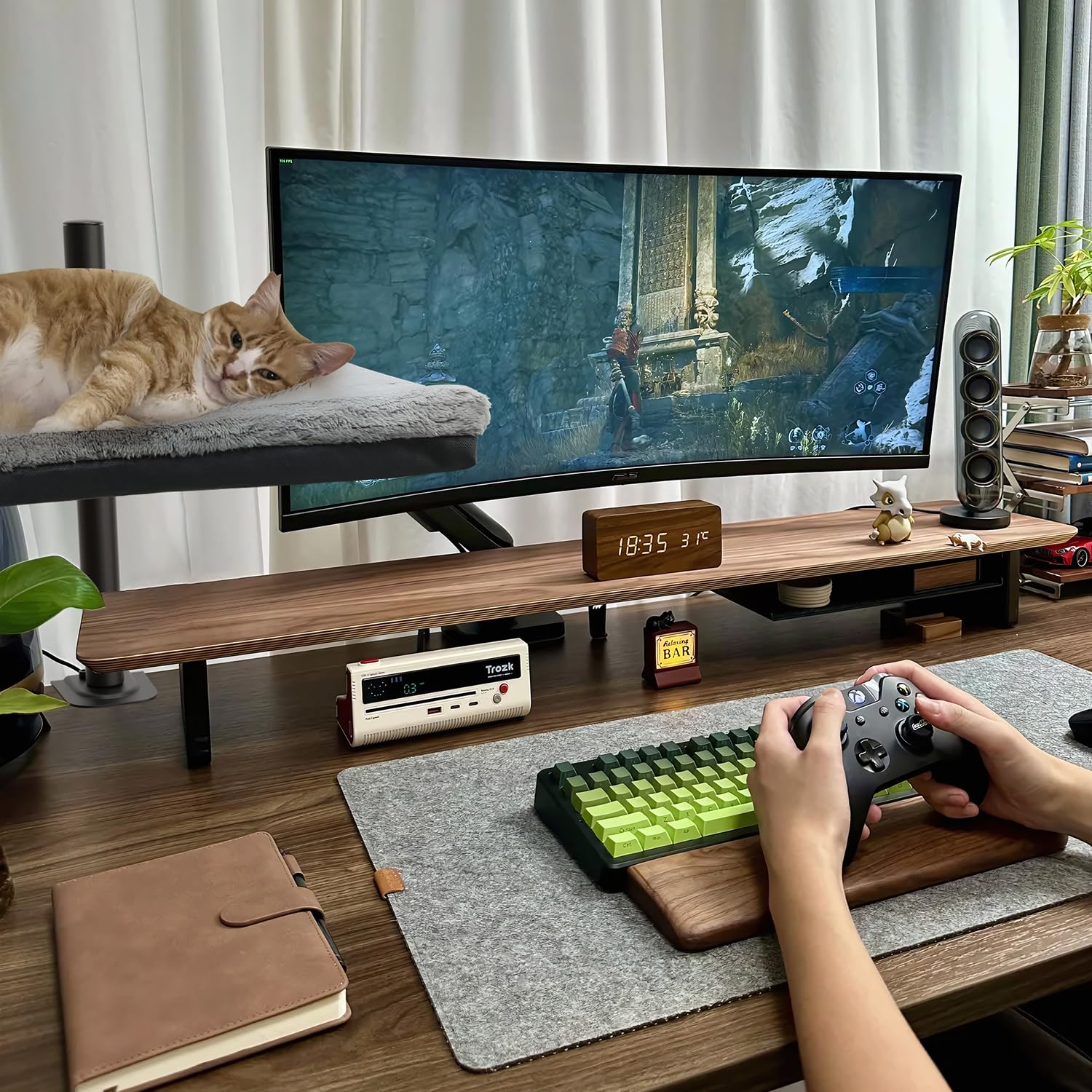 Beisluo Cat Desk Bed - Perfect Cat Hammock For Your Desk Perch Adjustable Steel Frame Soft Fabric Removable Washable 16 Inch Uni