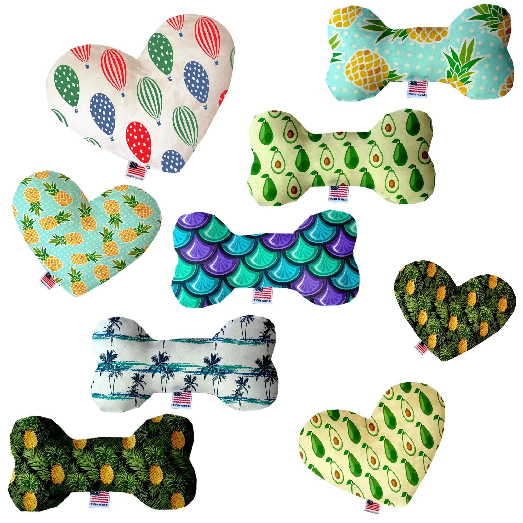 Pet & Dog Plush Heart or Bone Toy, &quot;Summertime Fun Group&quot; (Available in different sizes, and 6 different pattern options!) Mermaid Scales 10&quot; Plush Bone