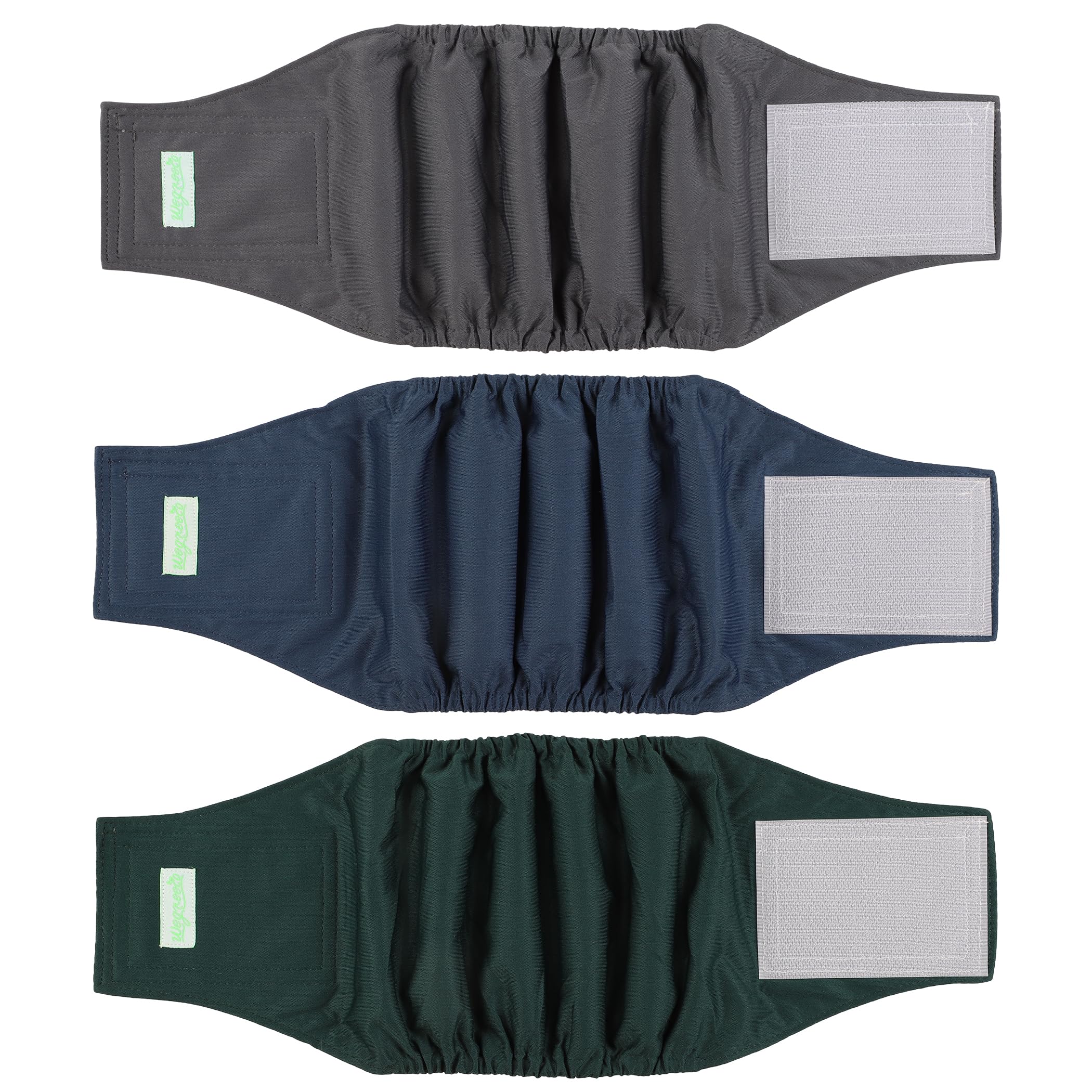 Wegreeco Washable Male Dog Belly Band (Stylish Pattern)- Pack Of 3 - Washable Male Dog Belly Wrap, Dog Diapers Male (Blue, Green, Charcoal, Medium)